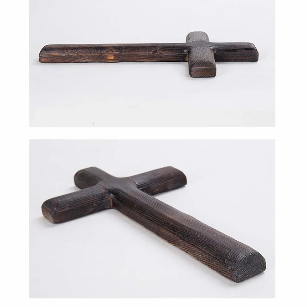 Drewniany Krzyż Christian Jesus Cross Dekoracja Stołu ściennego Duchowy Christian Jesus Cross 11x6,2x0,7 Cala Dekoracyjne Krzyże na ścianę do Pokoju Domowego(#1)