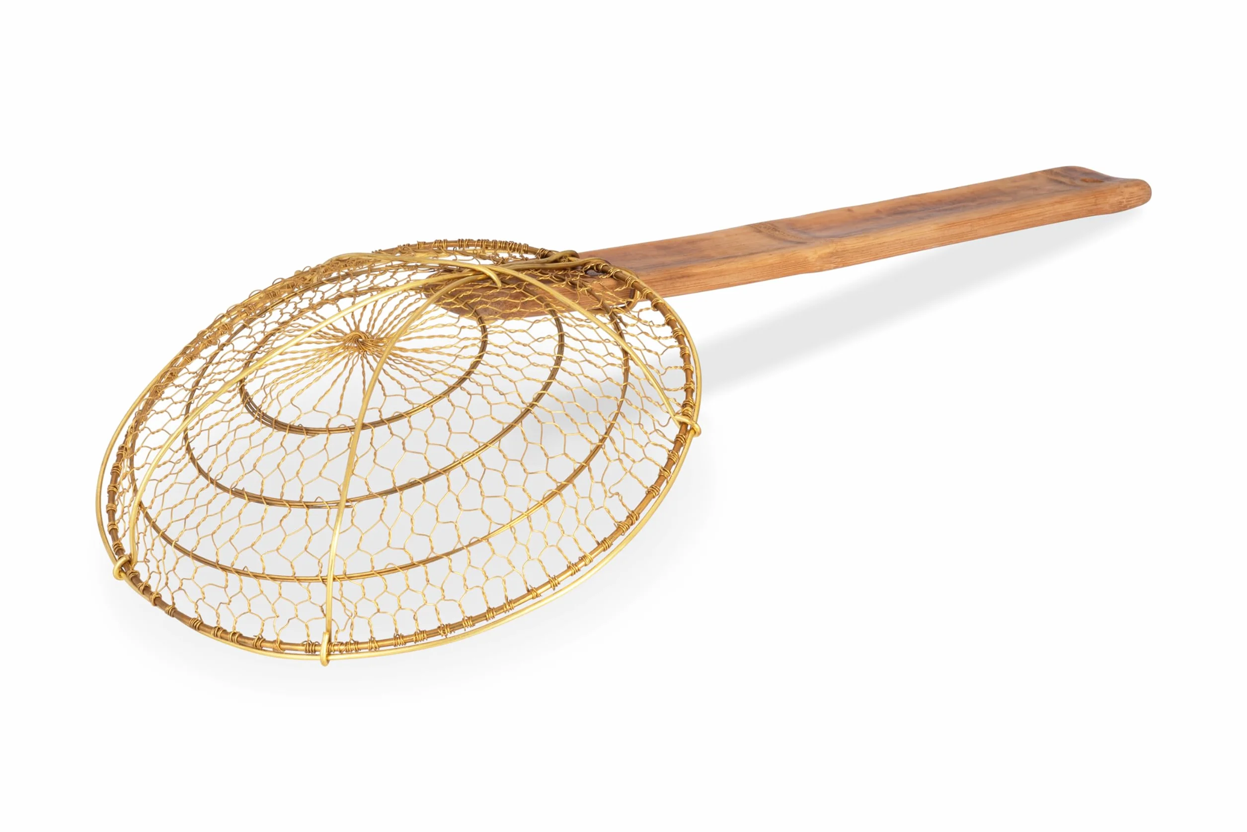 Craft Wok Średnie 20 cm mosiężne sitko siatkowe/skimmer pająk Zhao Li, solidne i eleganckie narzędzie kuchenne do smażenia i odcedzania, autentyczne orientalne naczynia kuchenne - 732 W7-8 cali