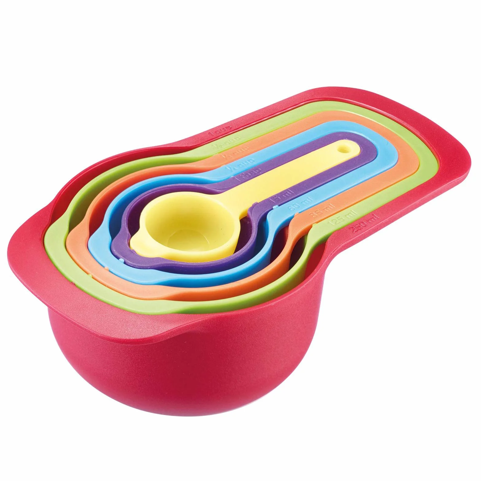Westmark Zestaw 6 miarek kuchennych, Pojemności: 7,5/15/60/85/125/250 ml, Tworzywo sztuczne, BPA-free, Matroschka, Kolorowe, 30582270