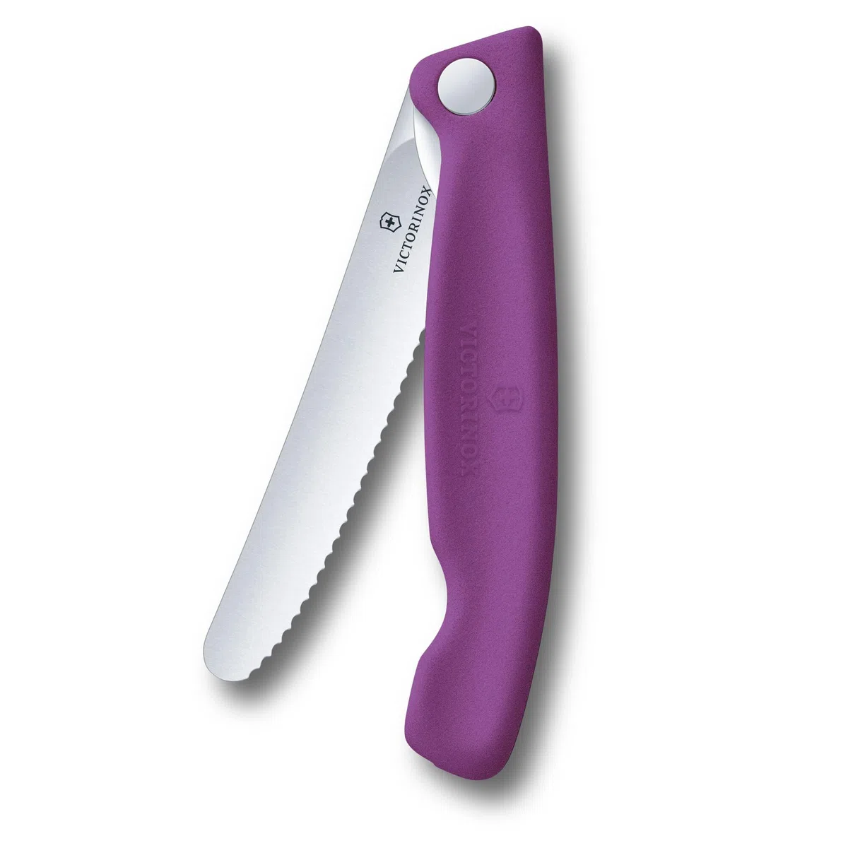 Victorinox Swiss Classic składany nóż do pikniku na wędrówki, owoce, warzywa, bułki, kiełbasę, z falistym szlifem, ekstra ostry, fioletowy