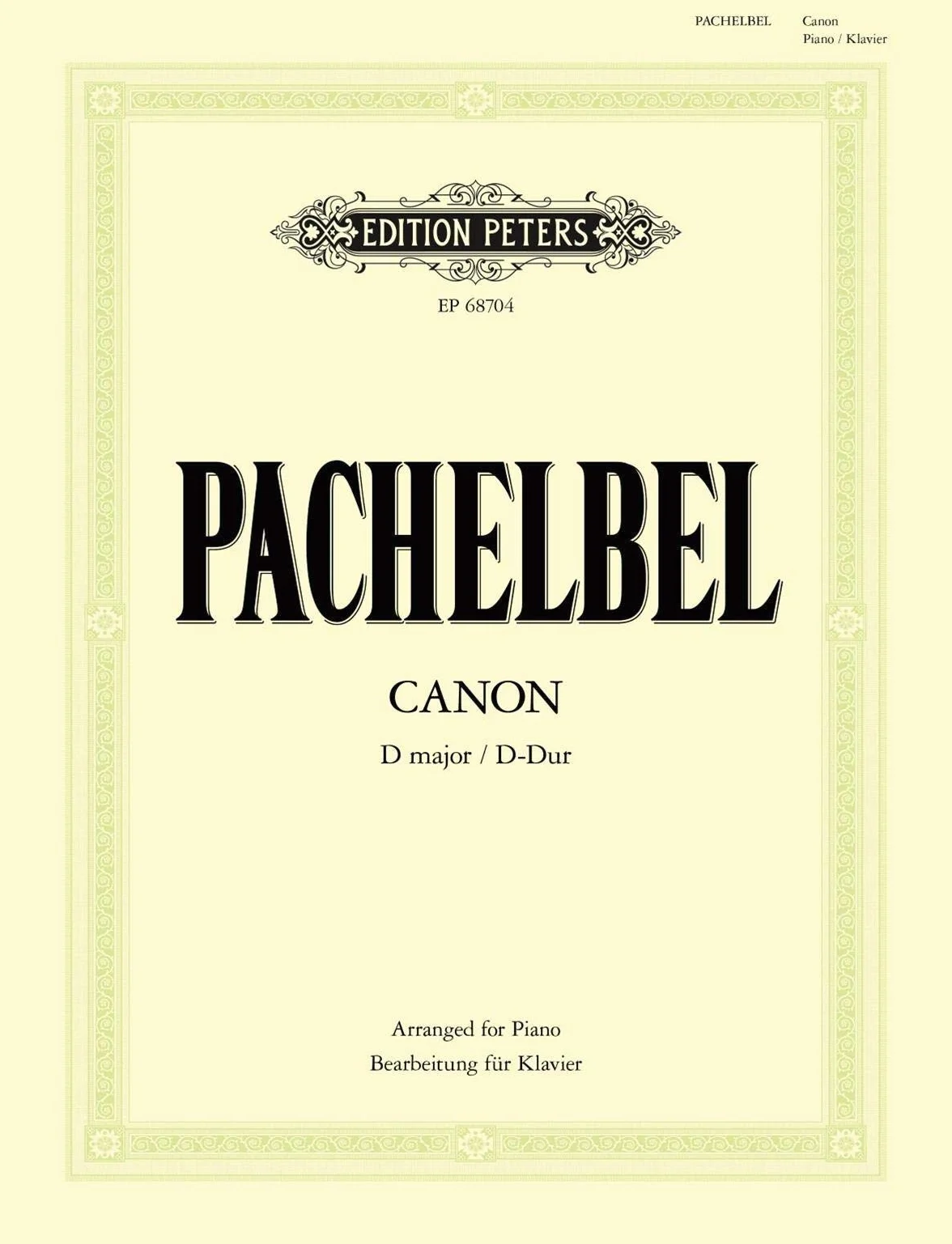 Canon D-Dur (Bearbeitung für Klavier zu 2 Händen): Partitur für Klavier