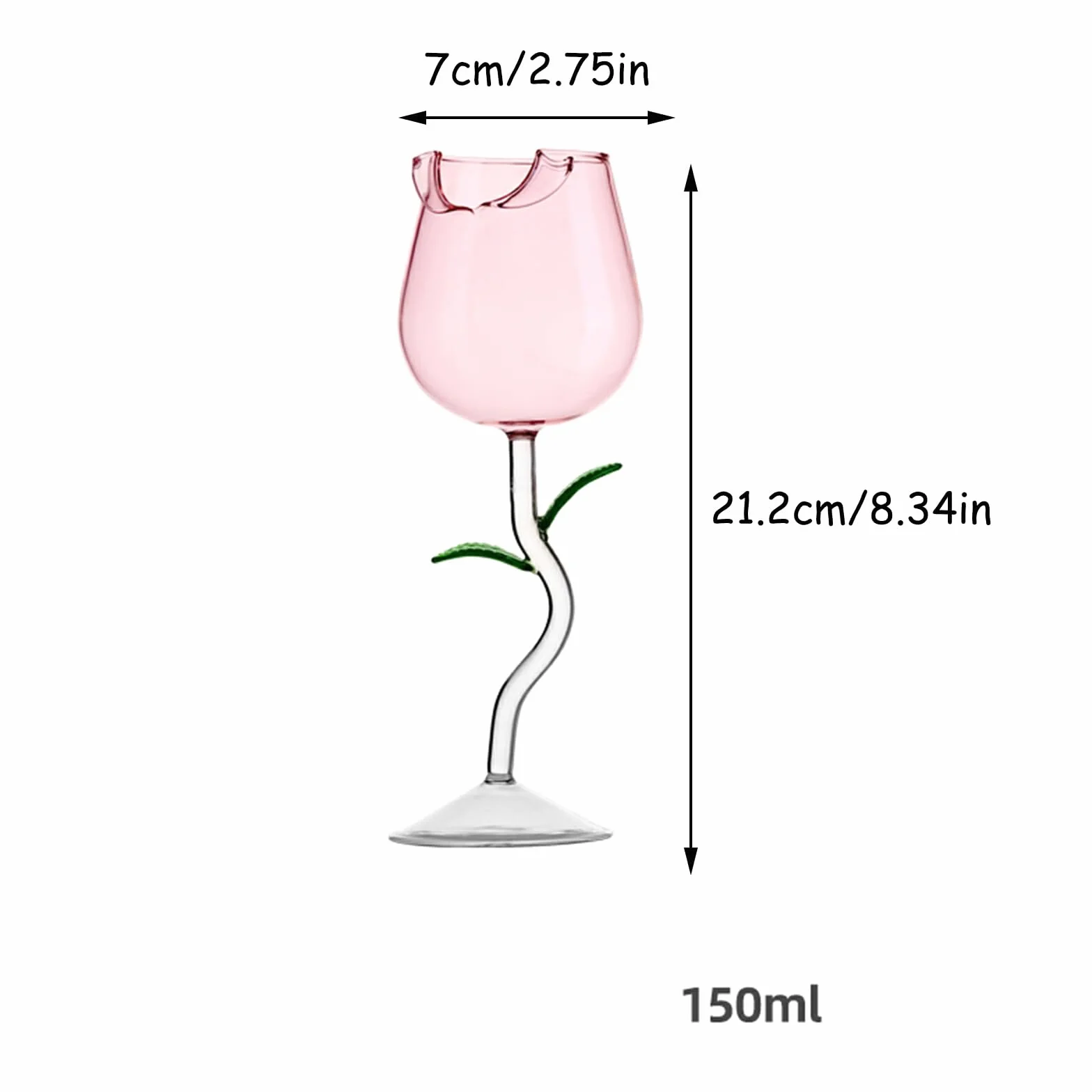 Kieliszek do wina różowego 150 ml z wzorem liści różowo-zielonym na imprezy wesela urodziny