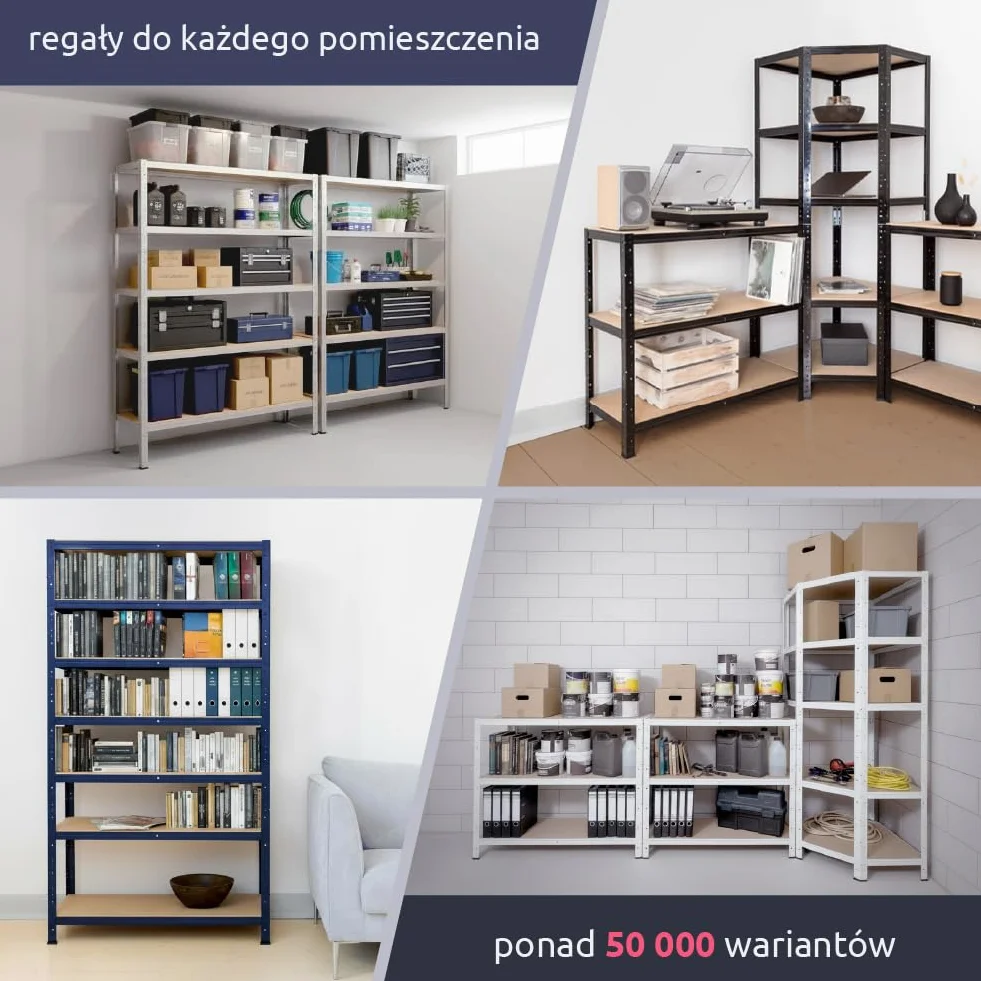shelfplaza HOME 200x60x30 cm regał narożny do dużych obciążeń. w kolorze biały z 6 półkami i udźwigiem 145 kg na półkę