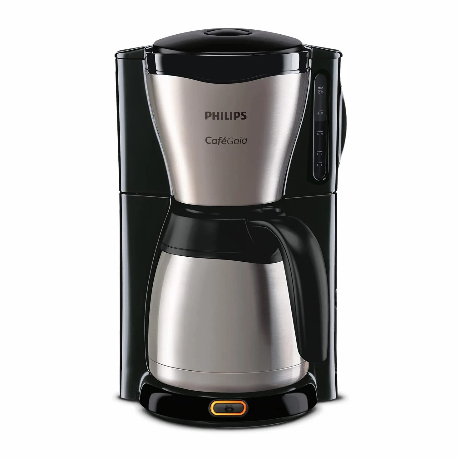 Philips Café Gaia Ekspres przelewowy do kawy,1,2 l Dzbanek termiczny utrzymuje temperaturę, Na 15 filiżanek, Stal szlachetna, Automatyczne wyłączanie, Blokada kapania, Satynowy Beżowy (HD7546/20)