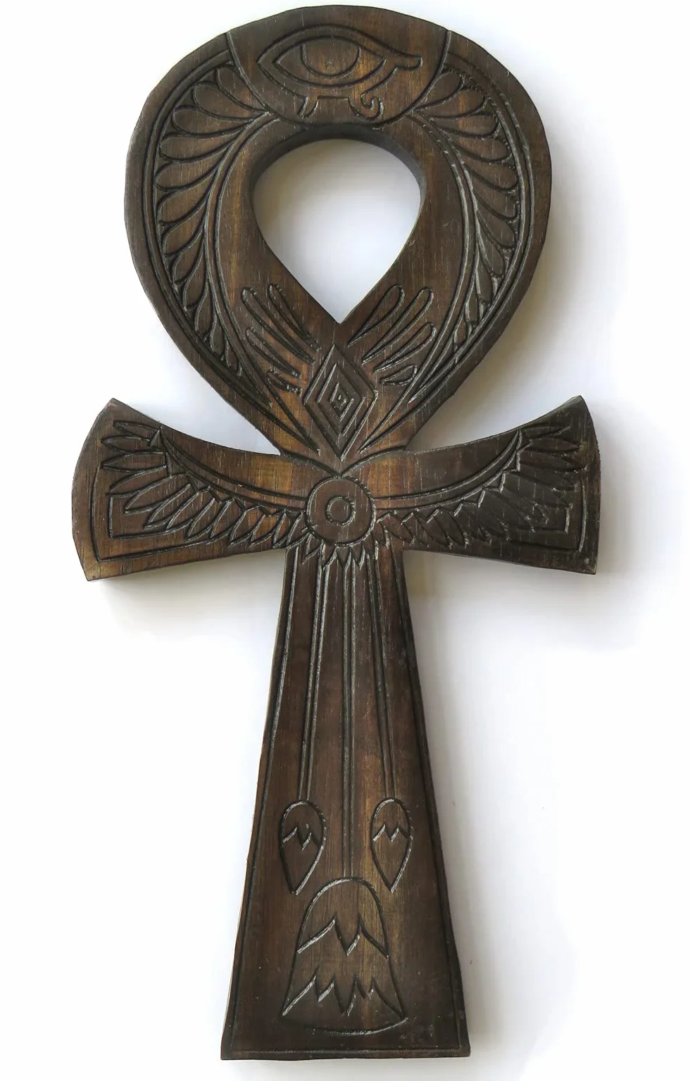 Drewniany rzeźbiony symbol Ankh hieroglif, klucz do życia