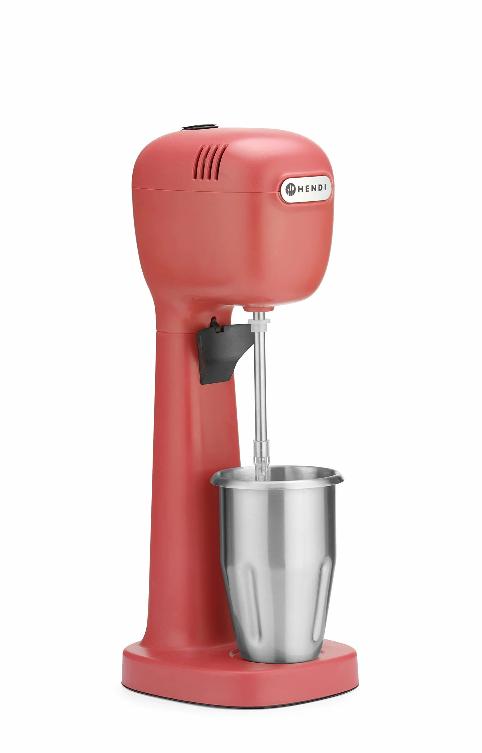 HENDI Mikser do koktajli mlecznych, w tym 2 kubki, 4 mieszadła, do koktajli mlecznych, Freddo Cappuccino, frappés, mikser do napojów, 0,5L, 230V/400W, 170x196x(H)490mm, ABS, stal nierdzewna, czerwony