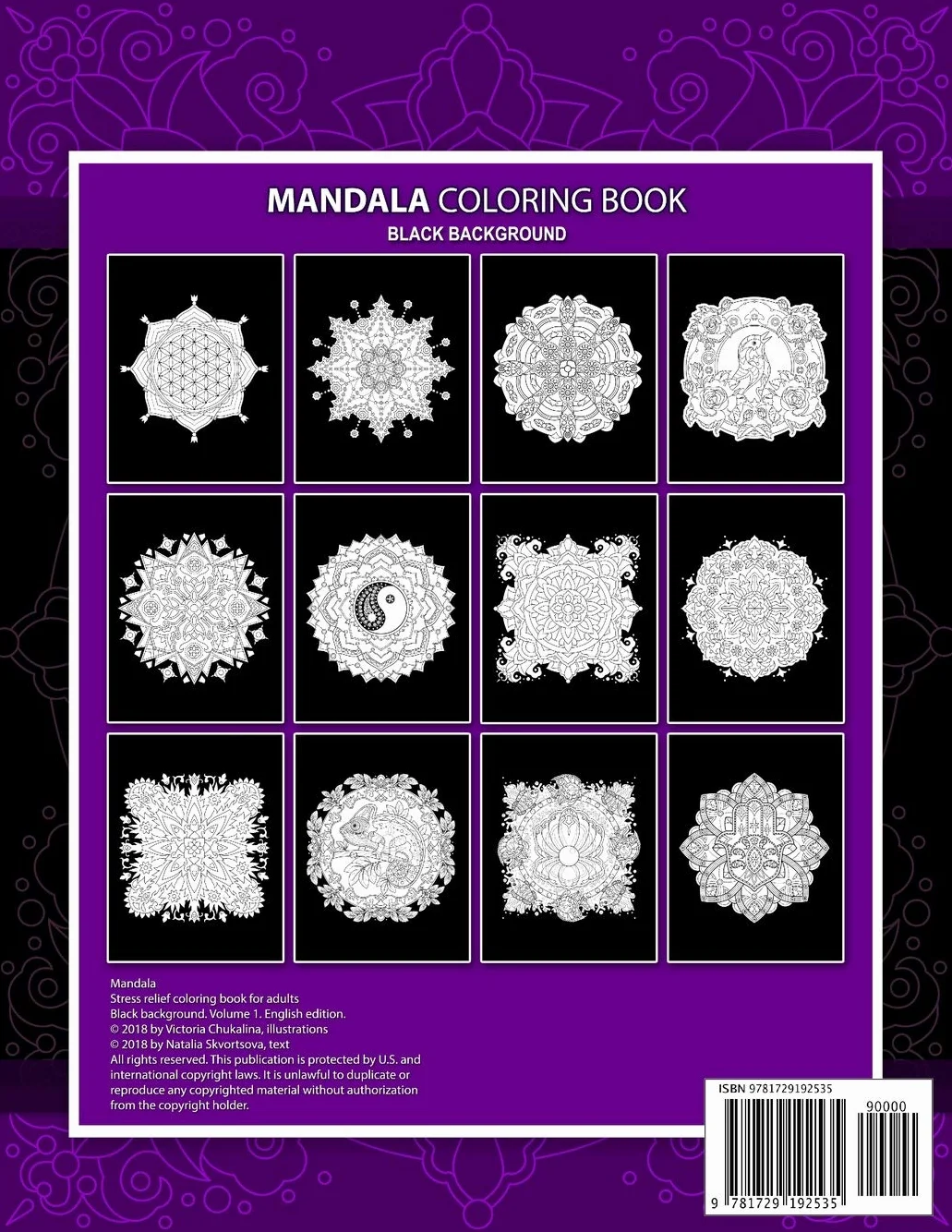 Mandala Coloring Book Black Background: An Adult Coloring Book with Relaxing Mandalas 8.5 x 11 inches