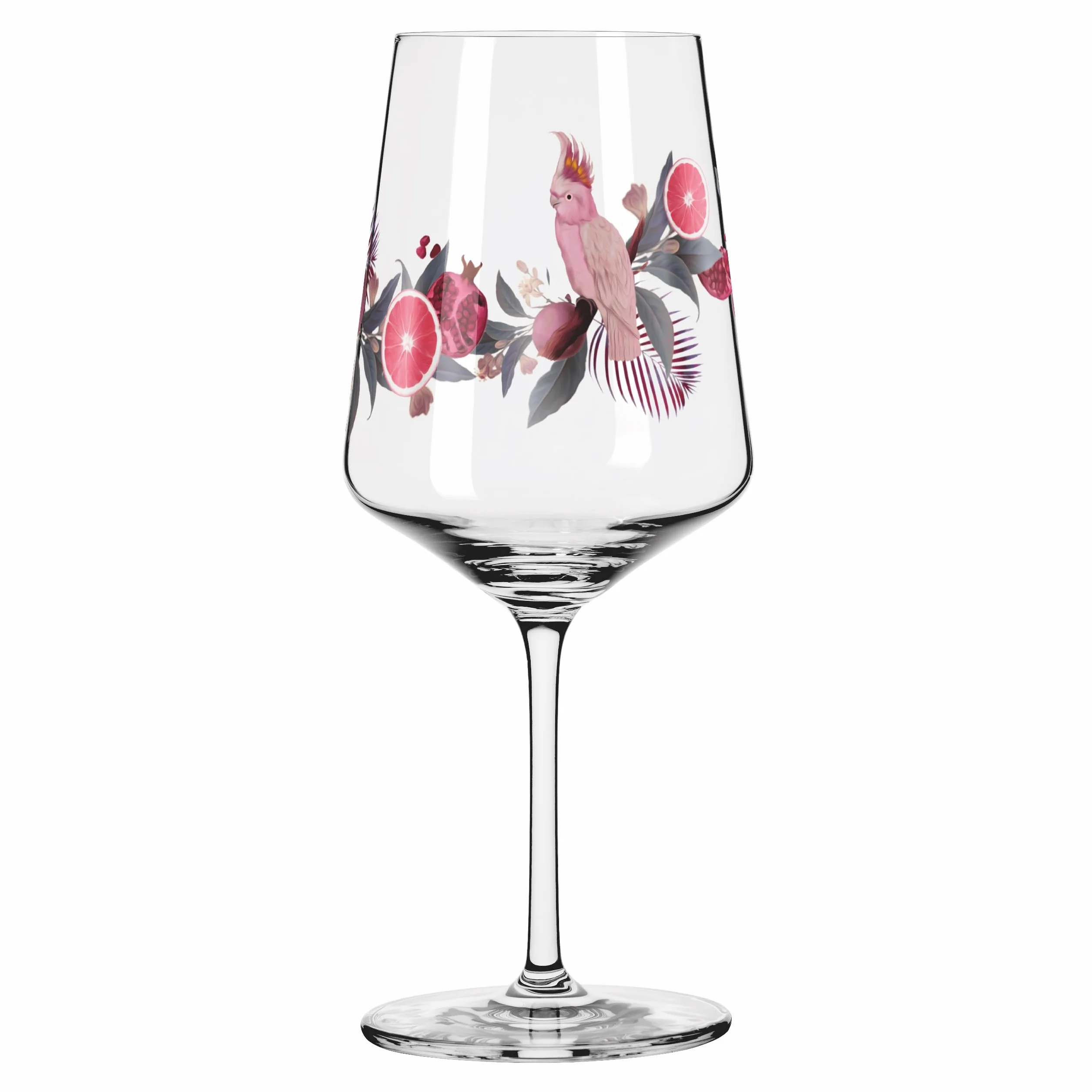 RITZENHOFF Kieliszek do aperitifu 500 ml zestaw 2 szt. seria Sonet letni motyw kakadu różowy szary