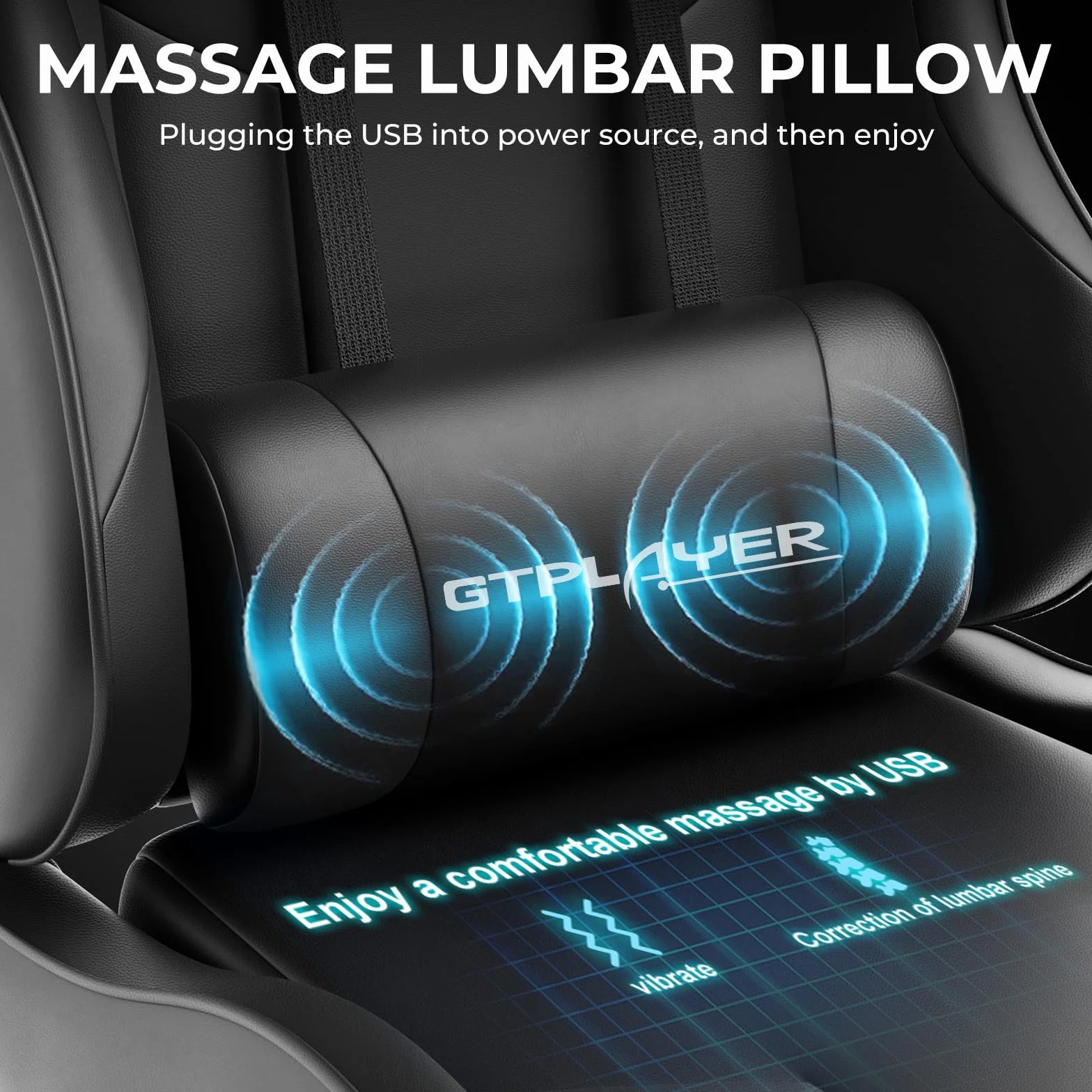 LUCKRACER Fotel do gier, fotel gamingowy z masażem, ergonomiczne krzesło biurowe z podnóżkiem, 150 kg, siedzisko do gier, z zagłówkiem i wysuwanym podnóżkiem, czarny