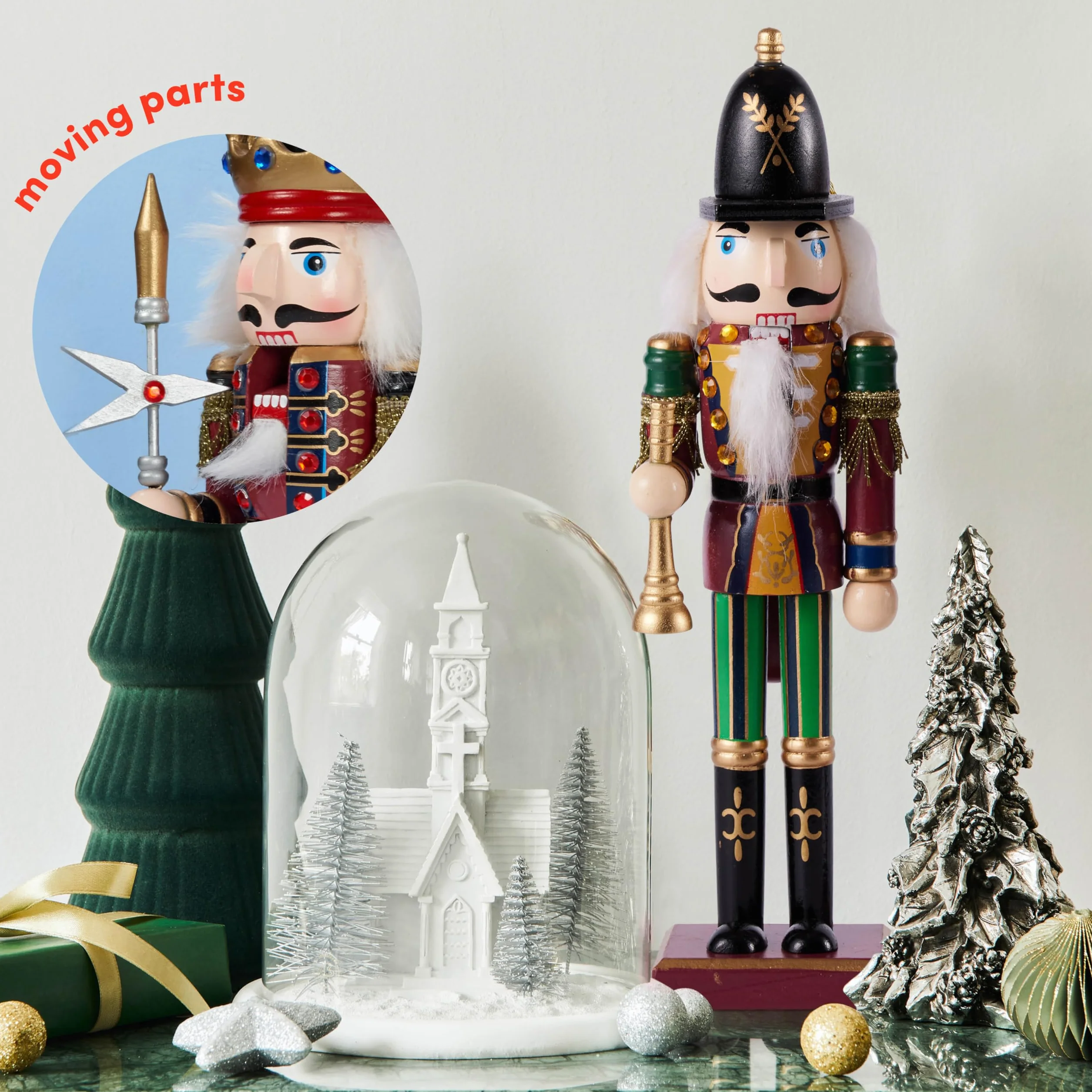 THE TWIDDLERS 2 duże drewniane figurki dziadka do orzechów, 30 cm – klasyczna dekoracja bożonarodzeniowa