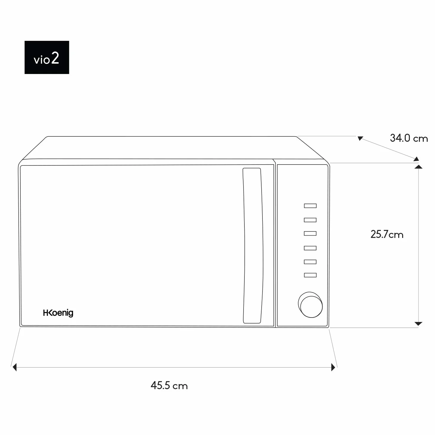 H.Koenig VIO2 Compact Digital Kuchenka mikrofalowa 20 l, 700W, gramofon 24,5 cm, programowalny wielofunkcyjny 6 poziomów ogrzewania, rozmrażania i ekspresu, timer 60min, efekt czarnego lustra