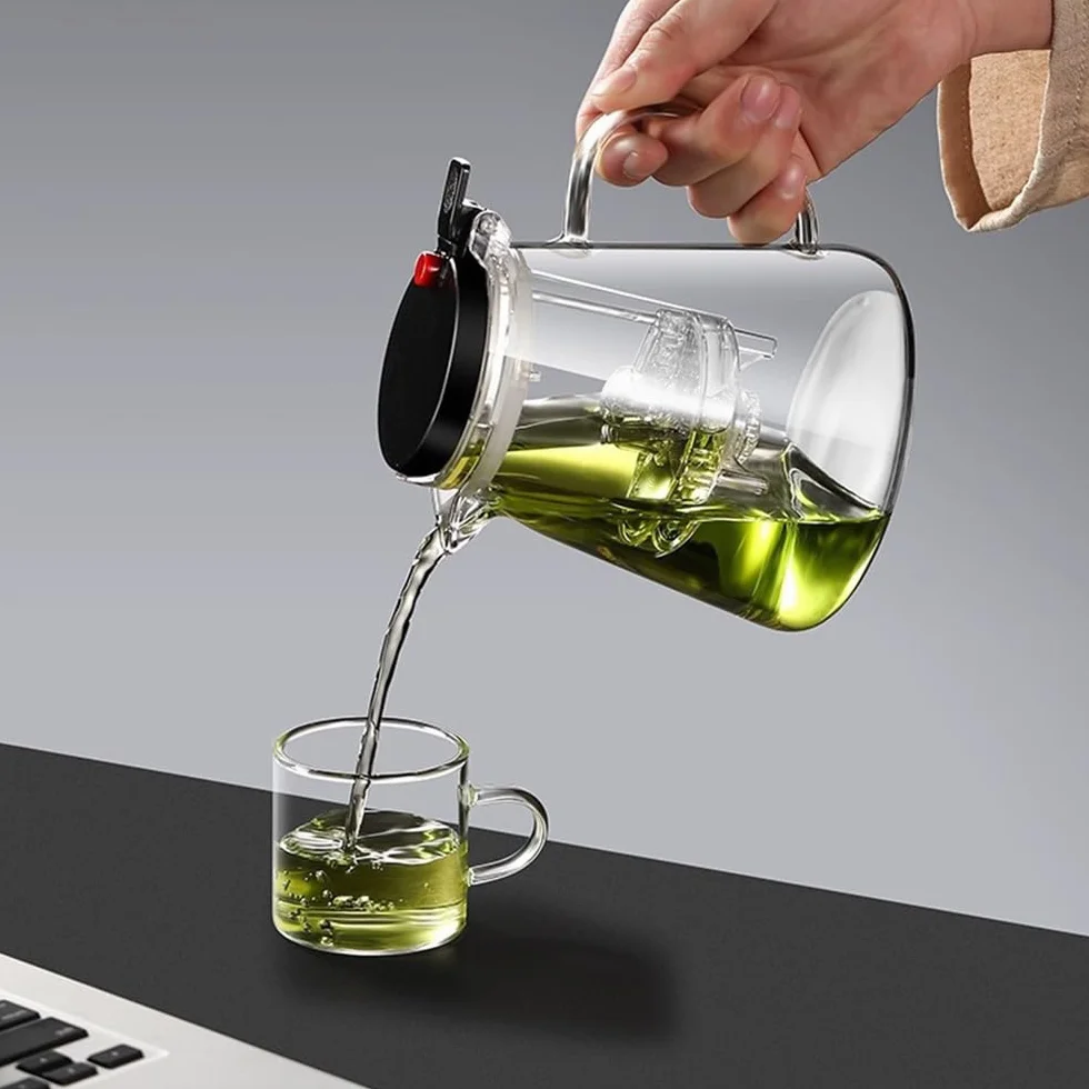 Szklany dzbanek do herbaty ze stali nierdzewnej z infuserem 1000ML Biały