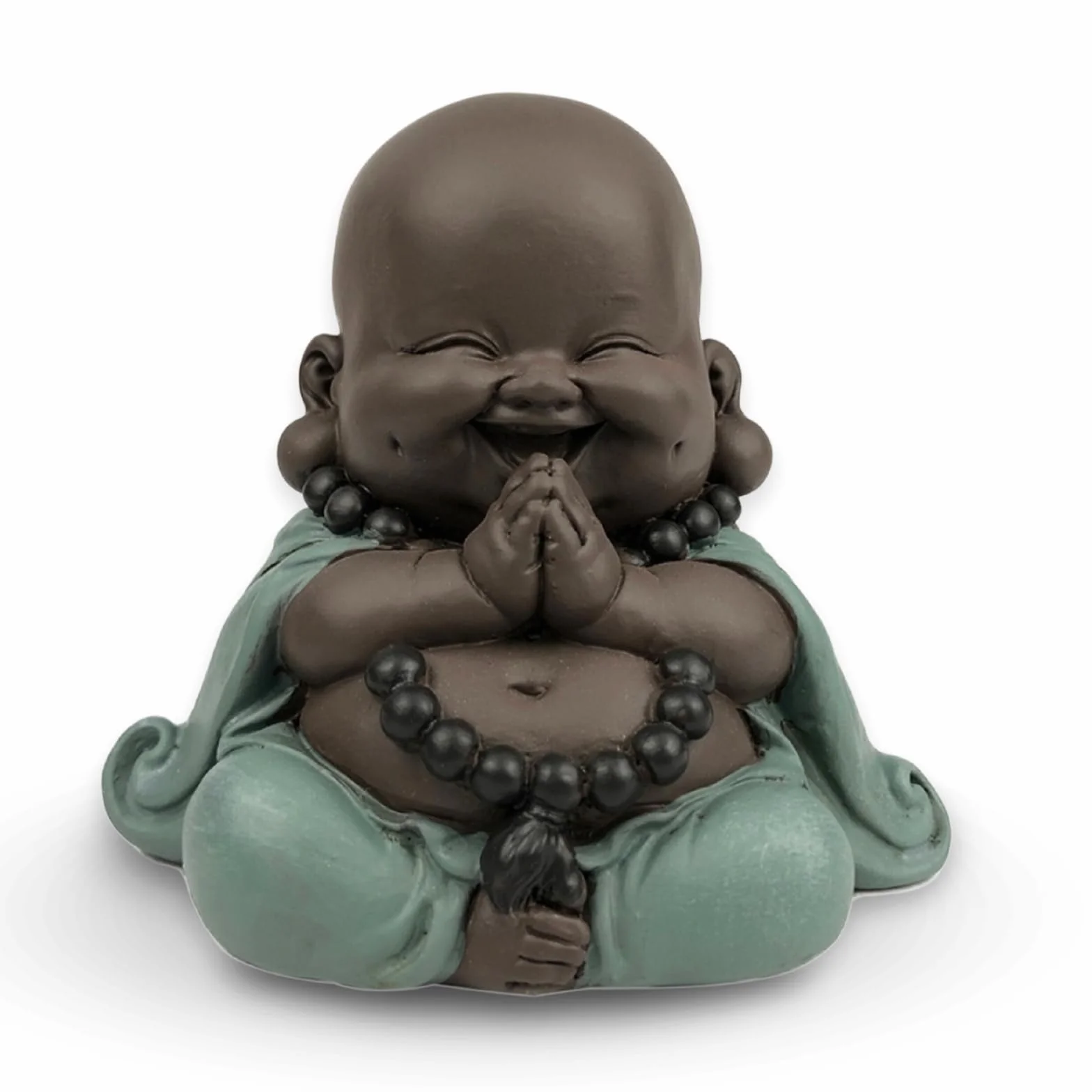 Statua Boudha Szczęśliwy Stojak - Dekoracja Zen i Feng Shui - aby stworzyć relaksującą i duchową atmosferę - Oryginalny pomysł na prezent - szerokość: 9 cm - Kolor: Zielony i brązowy - Zen'Light