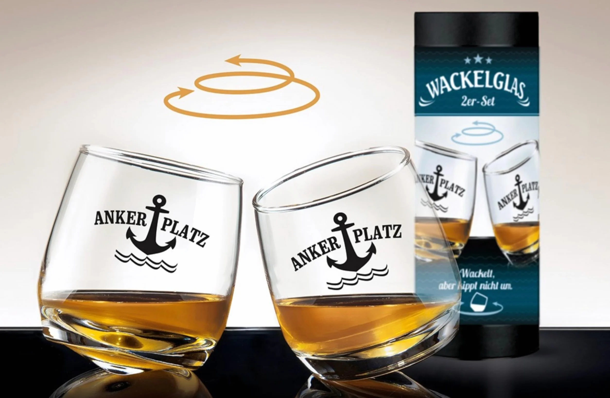Küstenliebe zestaw 2 sztuk szklanki do whisky w kształcie kotwicy, tumbler do rumu, pudełko prezentowe