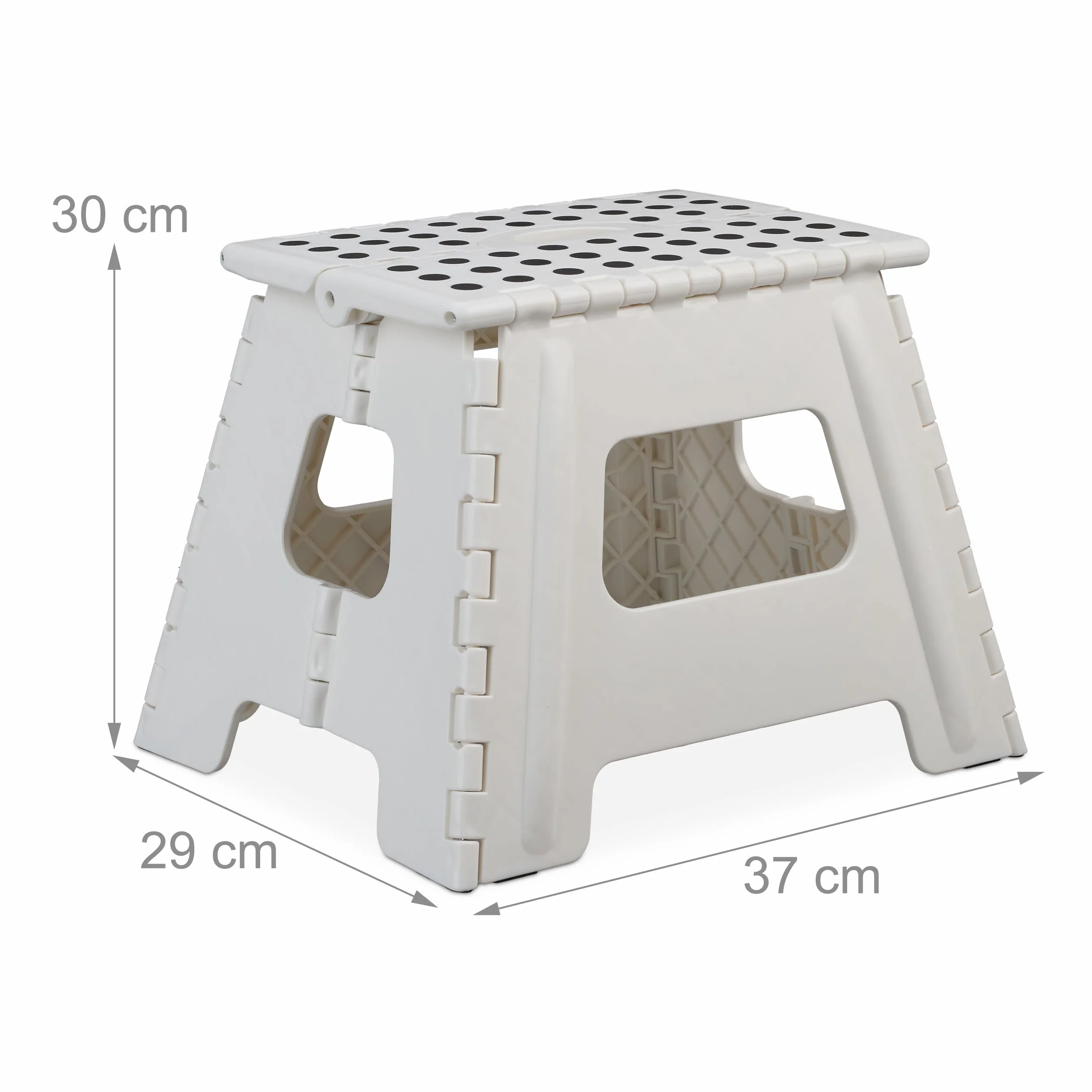 Relaxdays Taboret Składany, Tworzywo Sztuczne, Biały, 32,5 cm