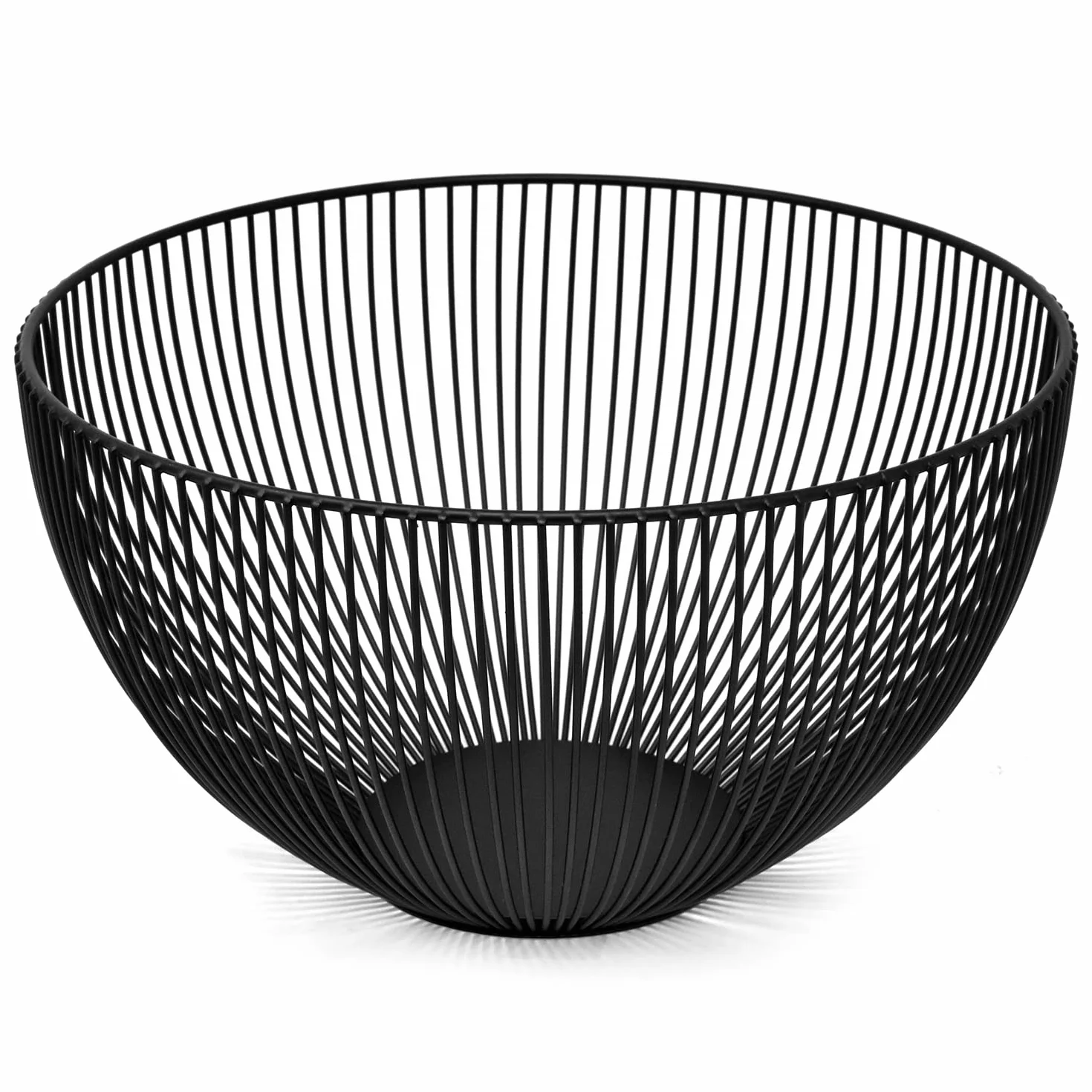 Joeji's Kitchen czarna malowana proszkowo metalowa miska na owoce, nowoczesna kuchnia miski na owoce z podkładkami antypoślizgowymi, kosz na owoce z otwartego drutu 25 cm