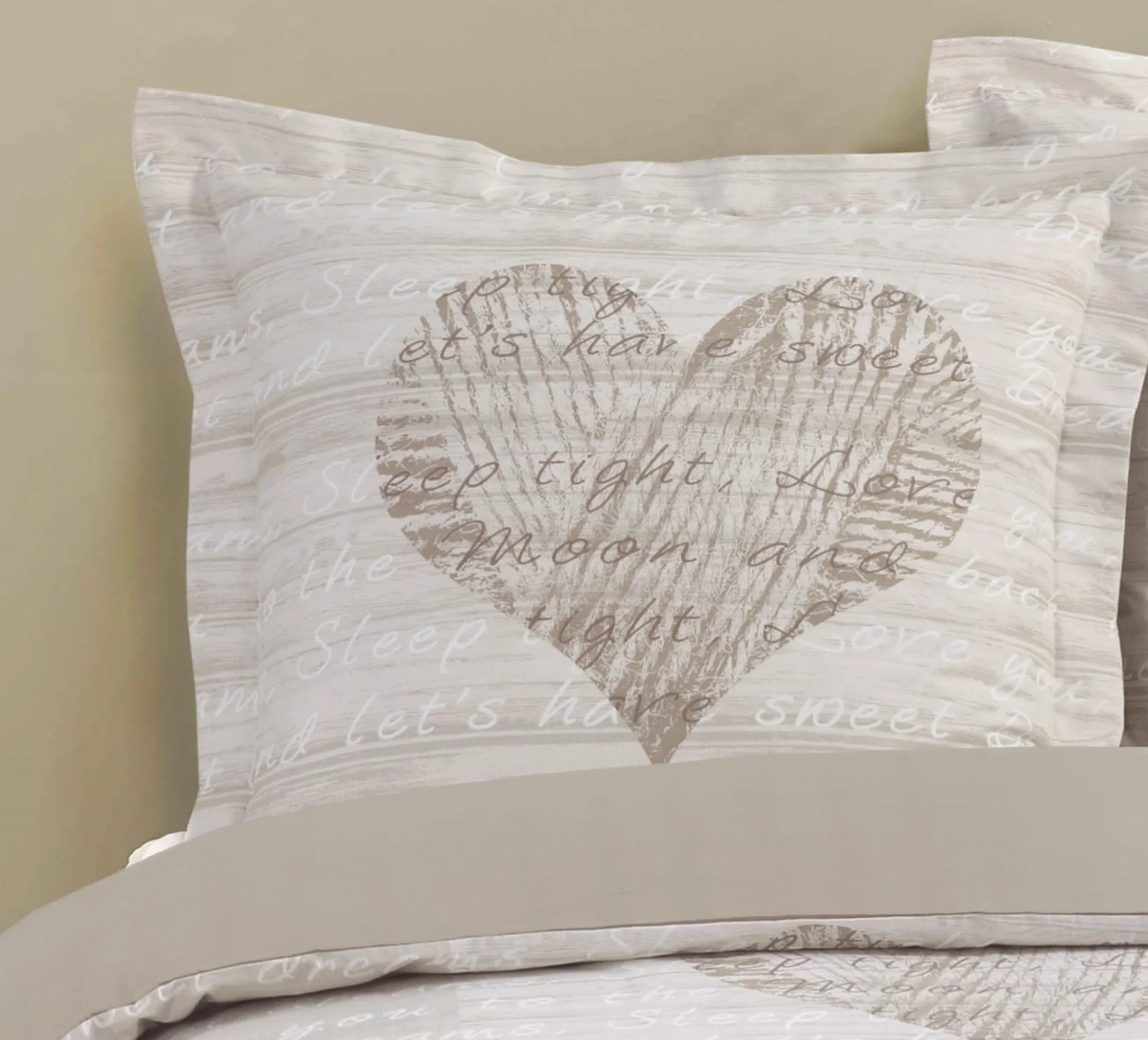 VISION Koldra Alice - 100% bawelna - 1 poszwa 240 x 260 cm + 2 poszewki na poduszki 65 x 65 cm - Bezowy