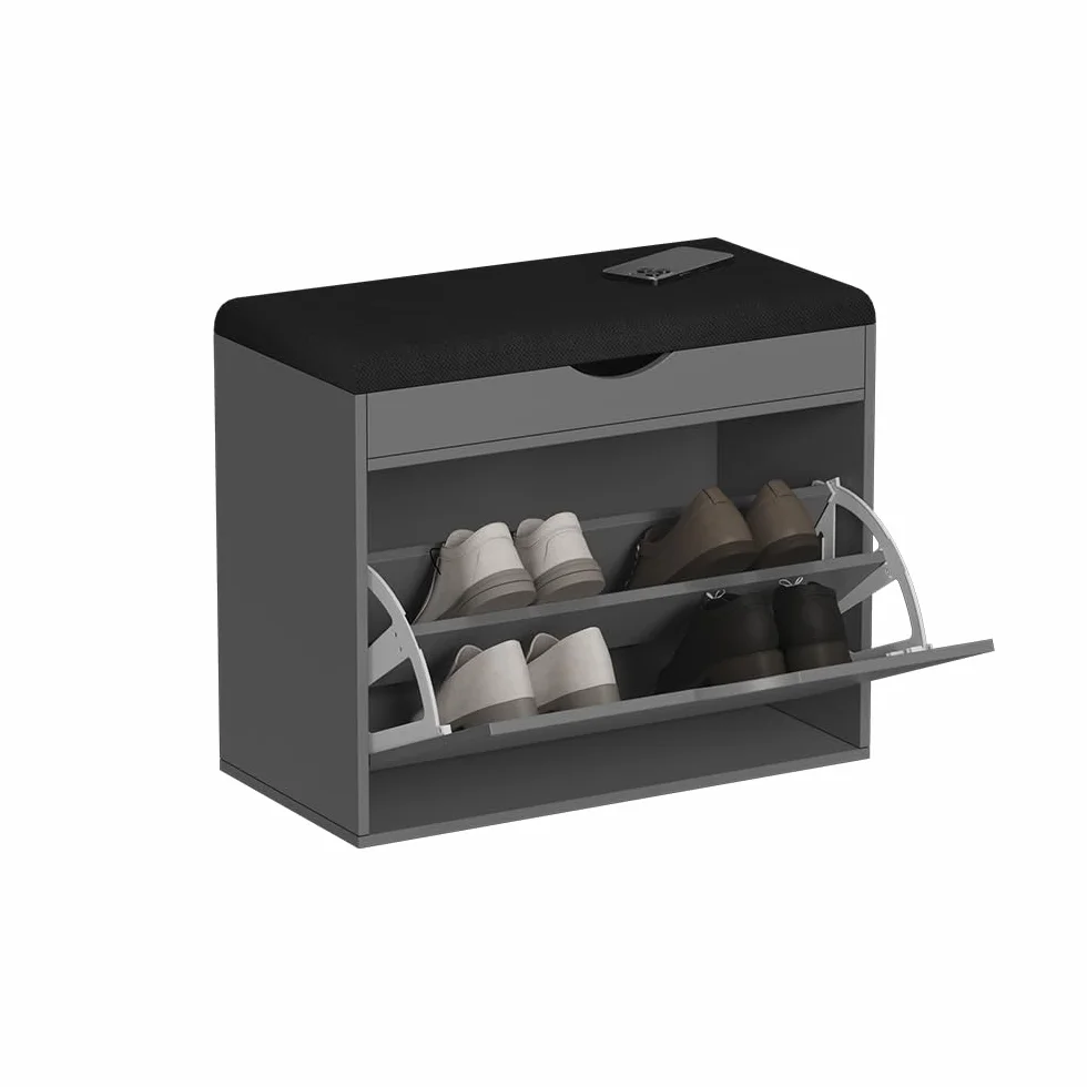 Vicco Ławka na buty "Schufy", Antracyt, 60 x 51 cm z 2 przegrodami
