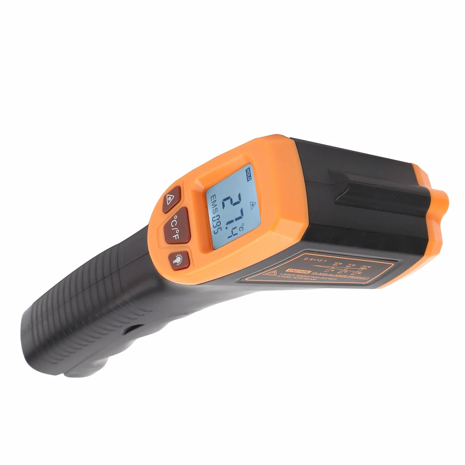 Termometr na Podczerwień, GM320S Laserowy Termometr na Podczerwień Temp Gun Bezdotykowy Termometr Cyfrowy z Wyświetlaczem LCD do Gotowania w Piecu do Pizzy Grill Kuchnia(Pomarańczowy)