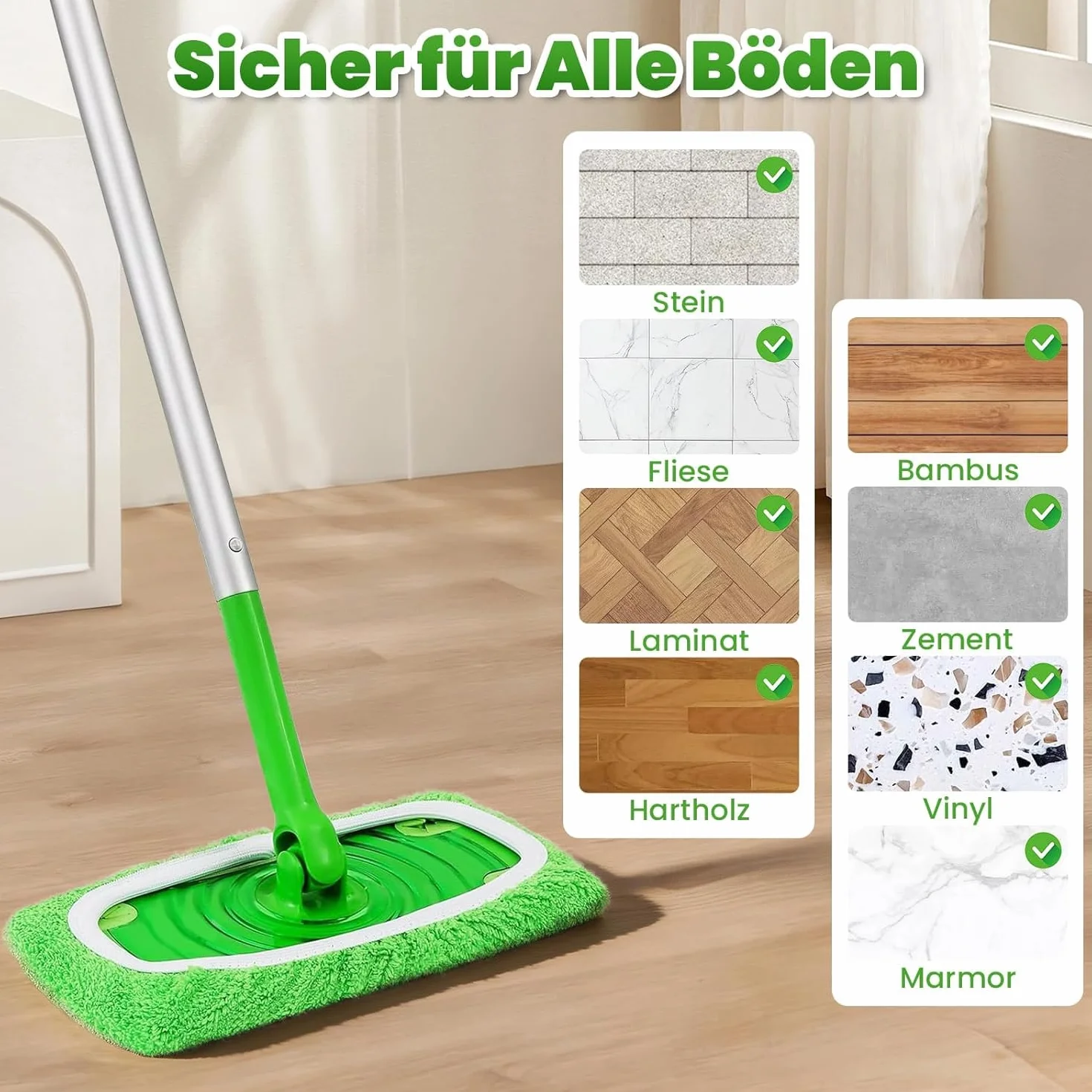 12 Sztuk Ściereczek do Swiffer Mopa Wielorazowych i Możliwych do Prania – Mikrofibra na Sucho i Mokro – Kompatybilne ze Swiffer Zestawem Startowym – Do Podłóg Twardych i Drewnianych