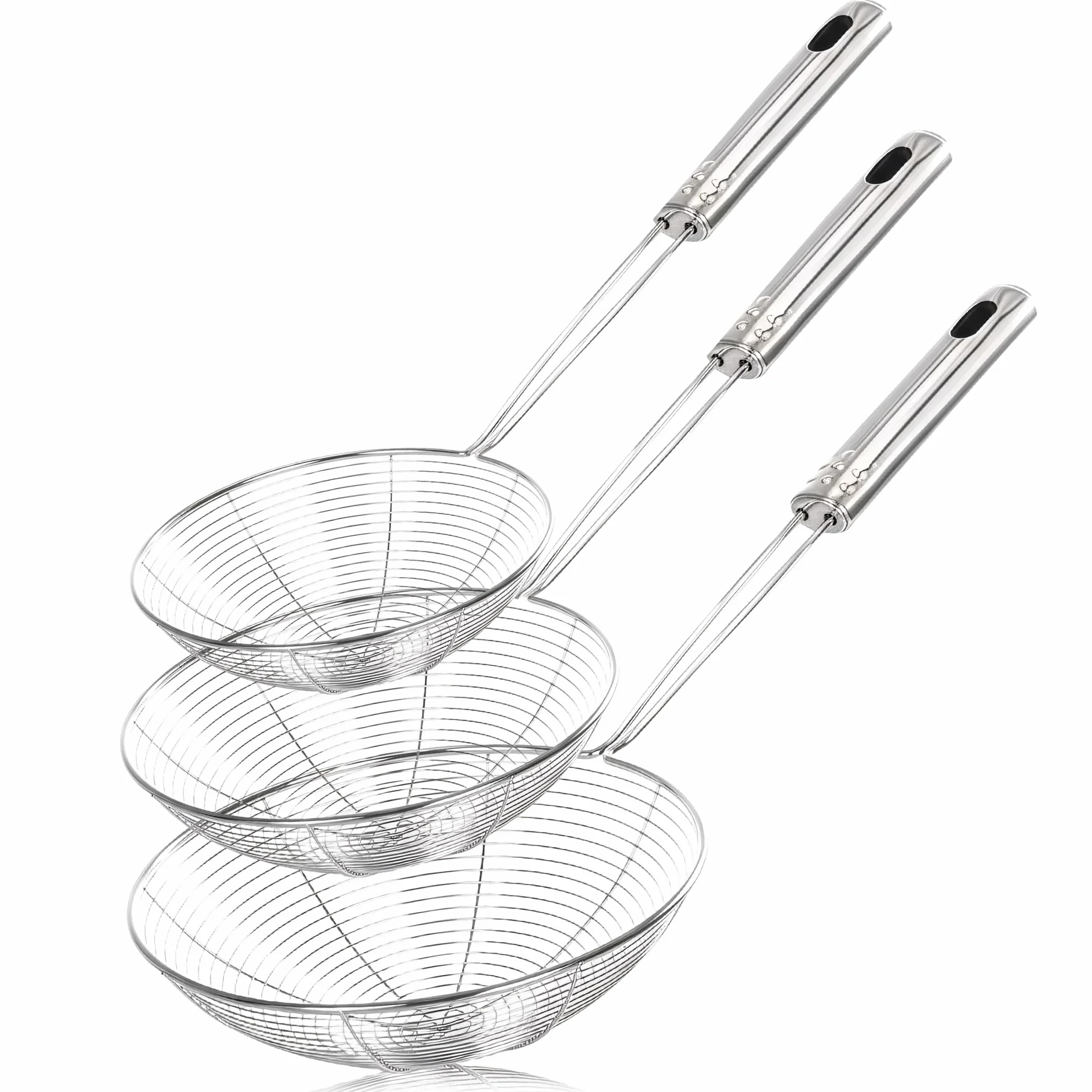 3-częściowy zestaw łyżek do piany, łyżka ze stali nierdzewnej, do smażonych produktów spożywczych, makaronu, pierogów itd