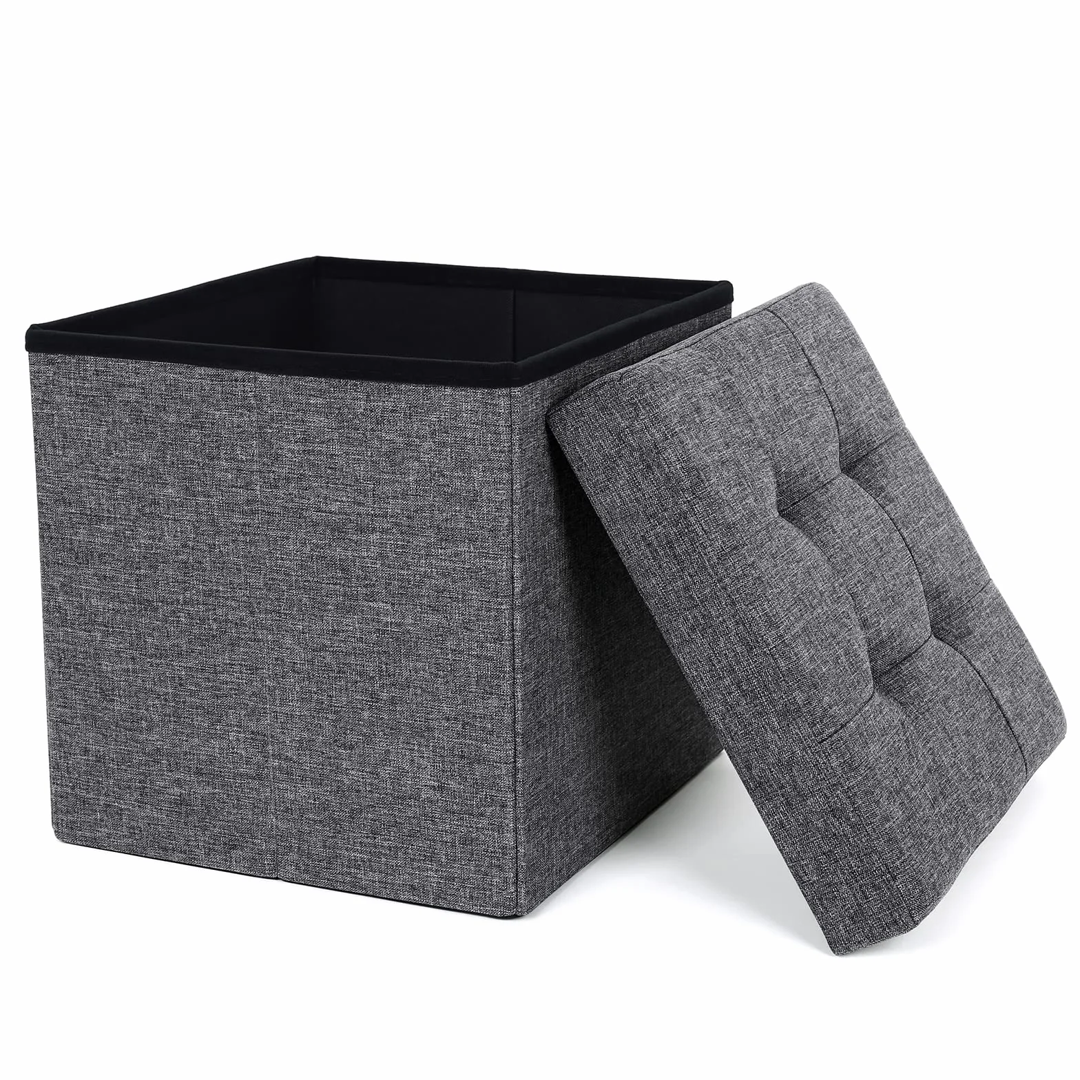 Songmics Pufa, Tworzywo Sztuczne, Ciemnoszary, 38 x 38 x 38 cm