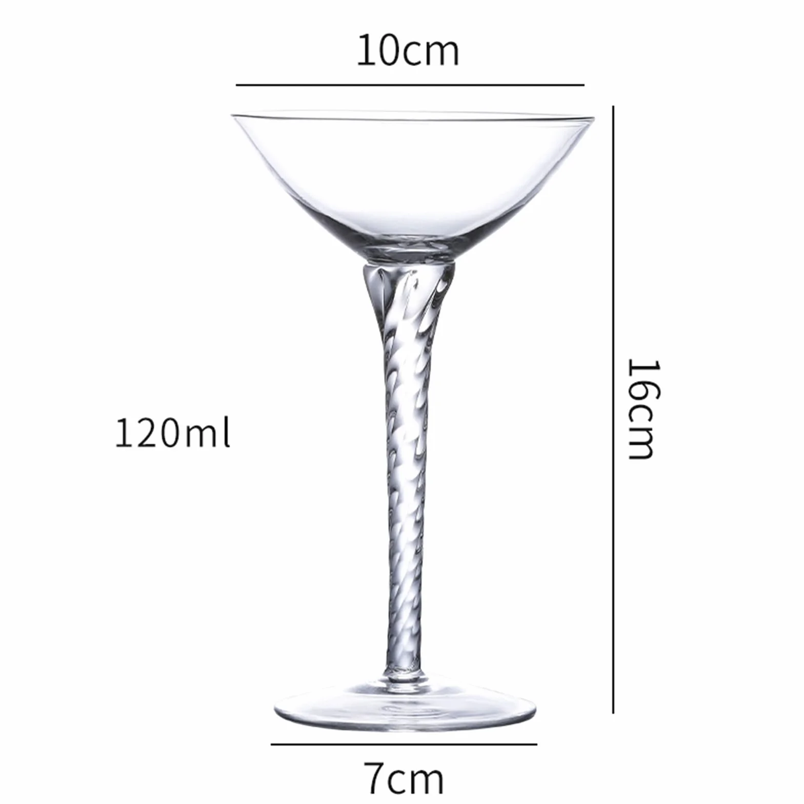 Kieliszki koktajlowe Martini 120 ml, spiralny kieliszek koktajlowy do serwowania koktajli prezent na walentynki rocznicę ślubu