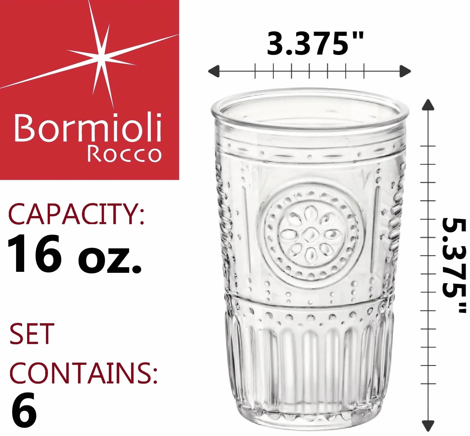 Bormioli Rocco Szkło romantyczne, 475 mililitrów, szkło, przezroczyste