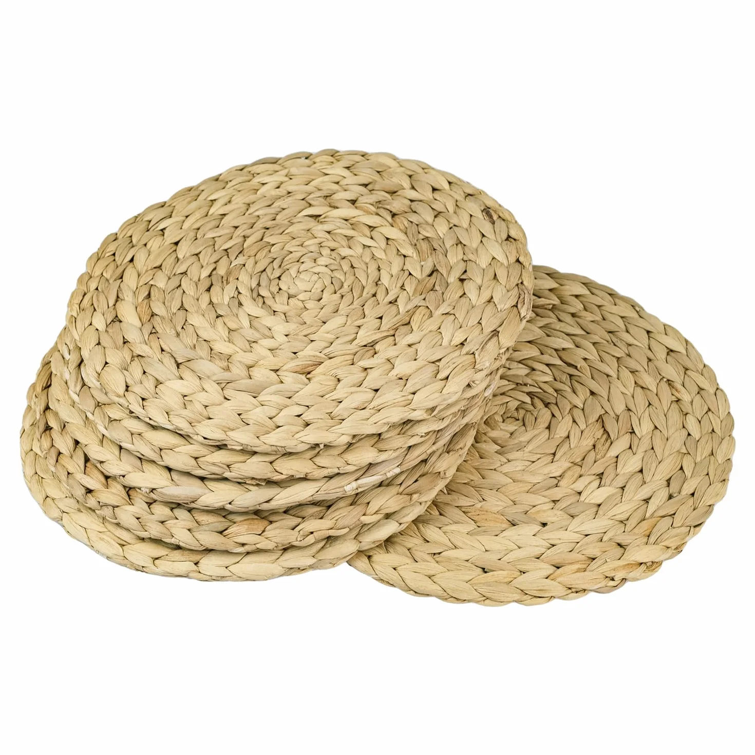 HMF Zestaw podkładek stołowych, okrągły, pleciony z hiacyntu wodnego, zmywalny, zestaw 6 sztuk, 30 cm