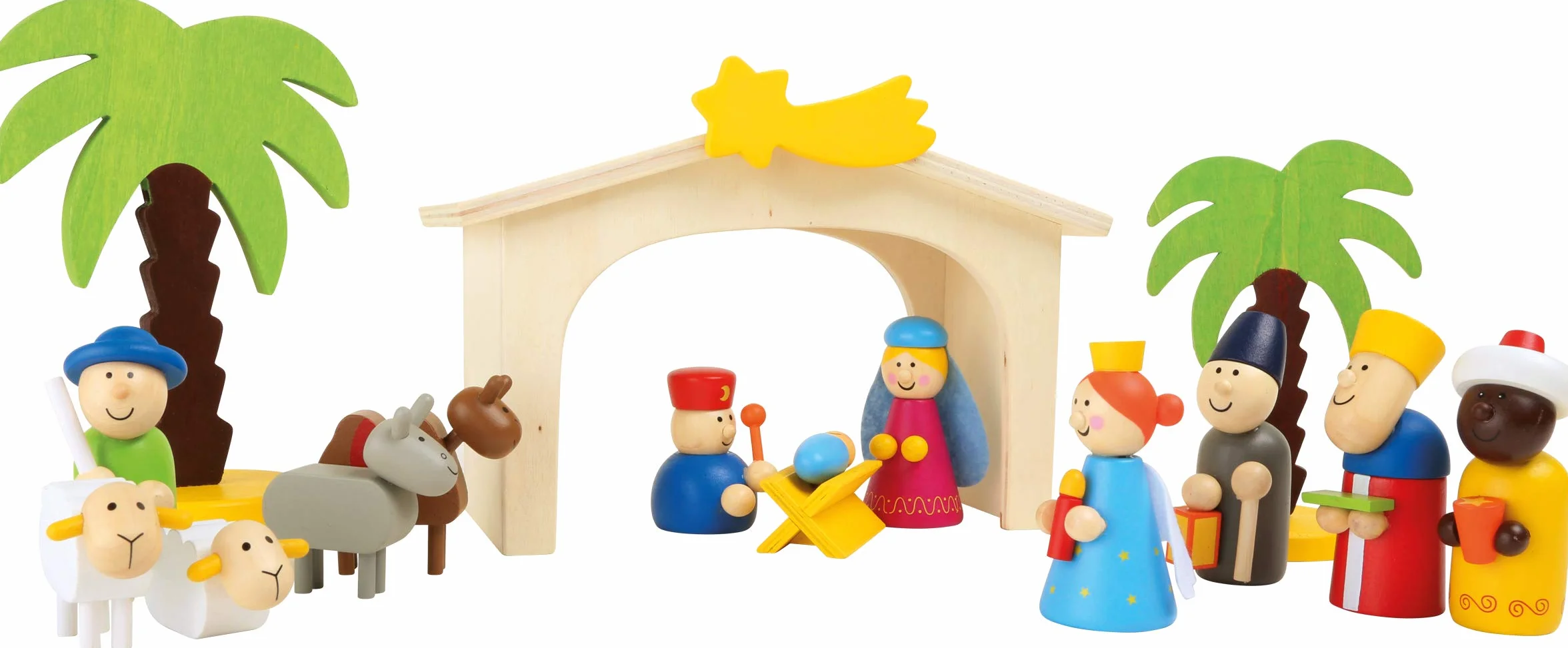 Small Foot Drewniane zabawki Premium szopka żłobek kompletny zestaw zaprojektowany dla dzieci w wieku od 3 lat (3945)