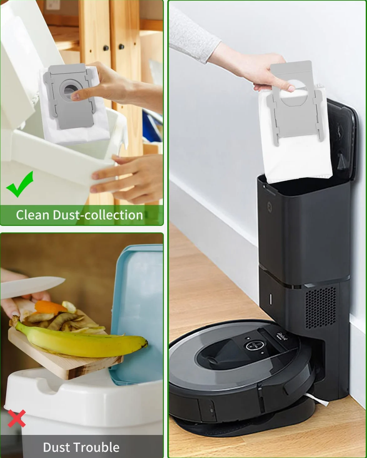 10 worków do odkurzacza do iRobot Roomba i7 i7+ i3 i3+j7 j7+S9 S9+ E5 E6 E7 Clean Base, części zamienne kompatybilne z irobotem Roomba, wszystkie modele automatycznych stacji odkurzających, wymienne worki na kurz
