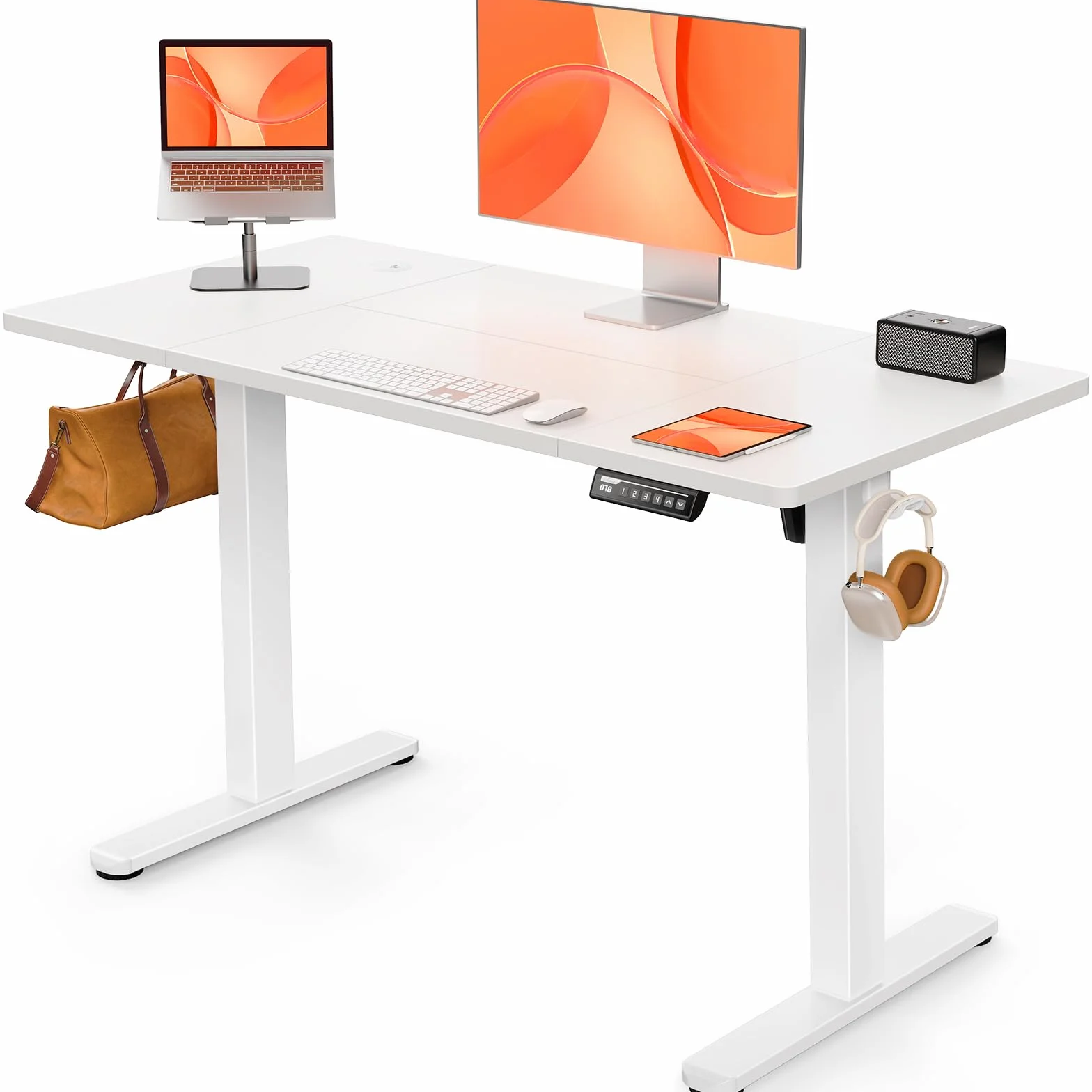 ErGear Elektryczne Biurko Stojące z Regulacją Wysokości 120 x 60 cm, Biurko Sit-Stand z 4-Przyciskowym Panelem Pamięci, Biurko do Domowego Biura z Panełem Łączeniowym