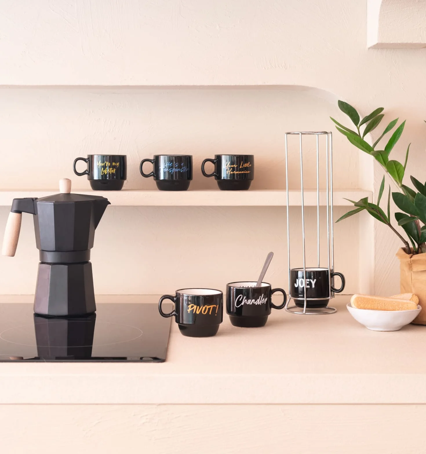Grupo Erik - Zestaw 6 oryginalnych filiżanek do kawy z podstawką, kubki do espresso, kubek designerski do kawy, STAZ001