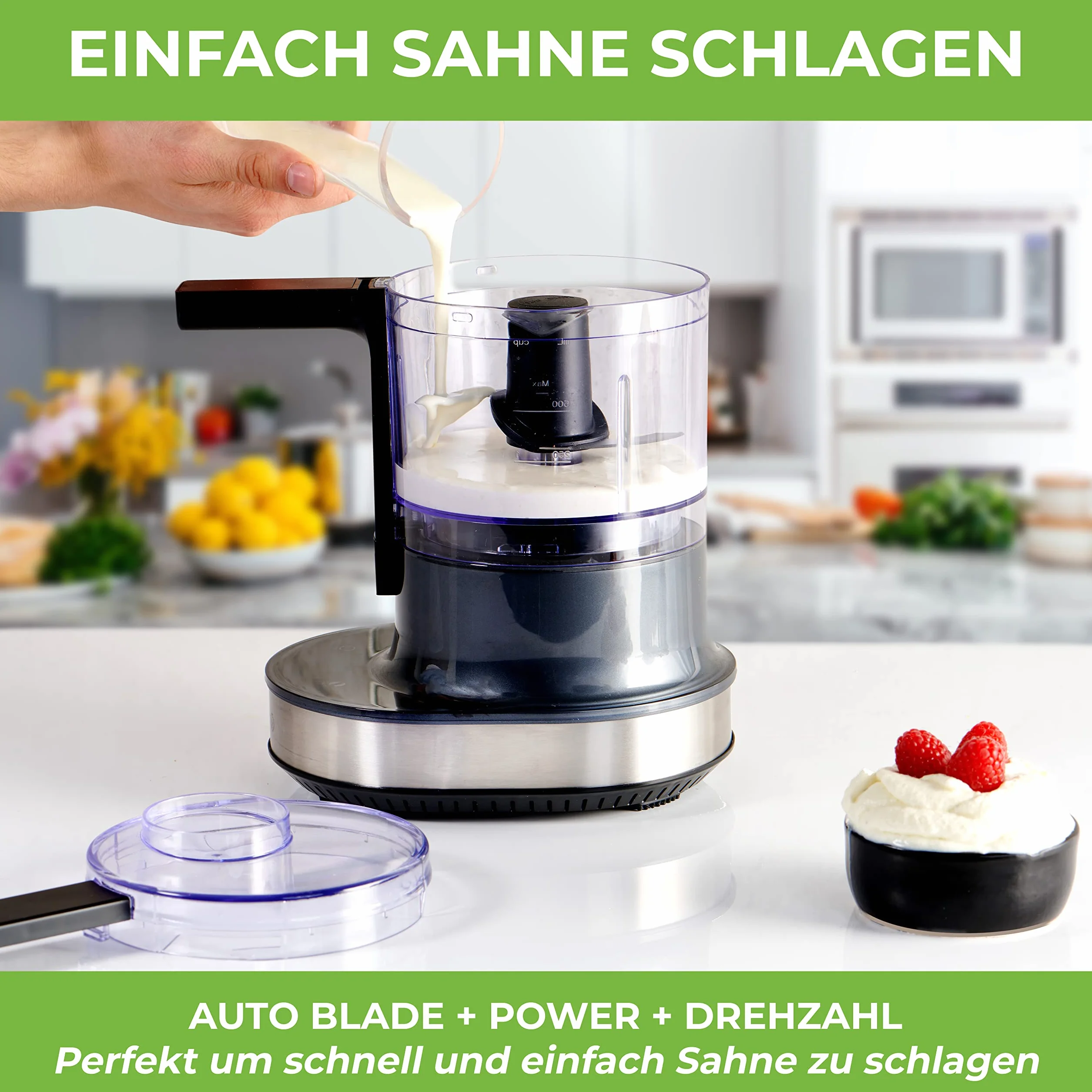 NUTRI-CHOPPER 4D rozdrabniacz kuchenny elektryczny z funkcją AUTO-BLADE, nie zawiera BPA, niemiecka marka, uniwersalny rozdrabniacz do cebuli, mięsa, orzechów pesto