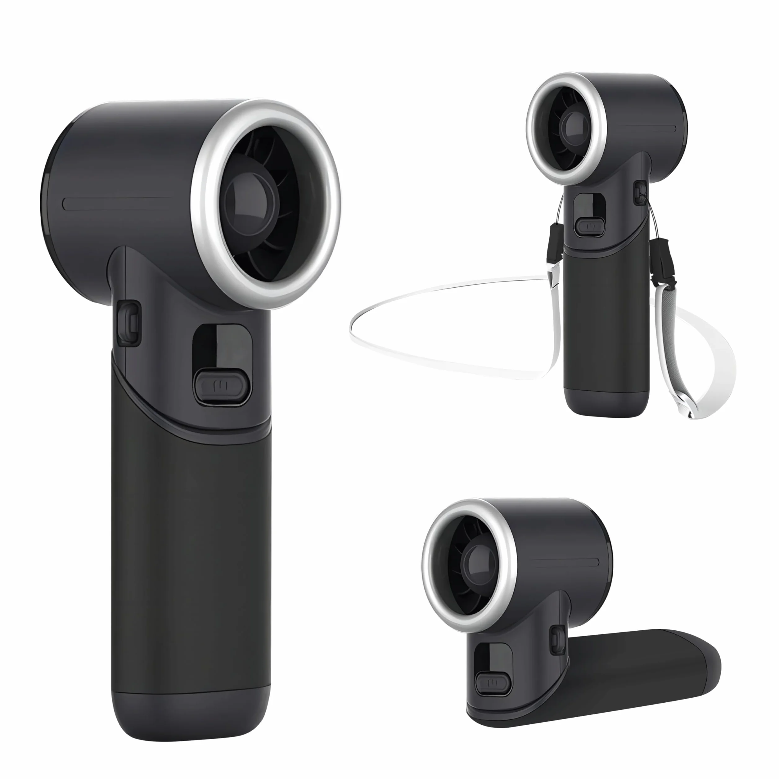 MERTTURM Ręczny wentylator turbo [11H Standby], osobisty wentylator USB, składany wentylator z 5 prędkościami, przenośny mini wentylator ręczny, wskaźnik baterii, biurko/na zewnątrz/prezent - czarny