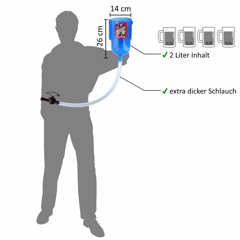 Beer Bong | lejek do piwa premium | 2 litry | z uchwytem | wraz z nowym zaworem | Beer Bong | lejek do picia