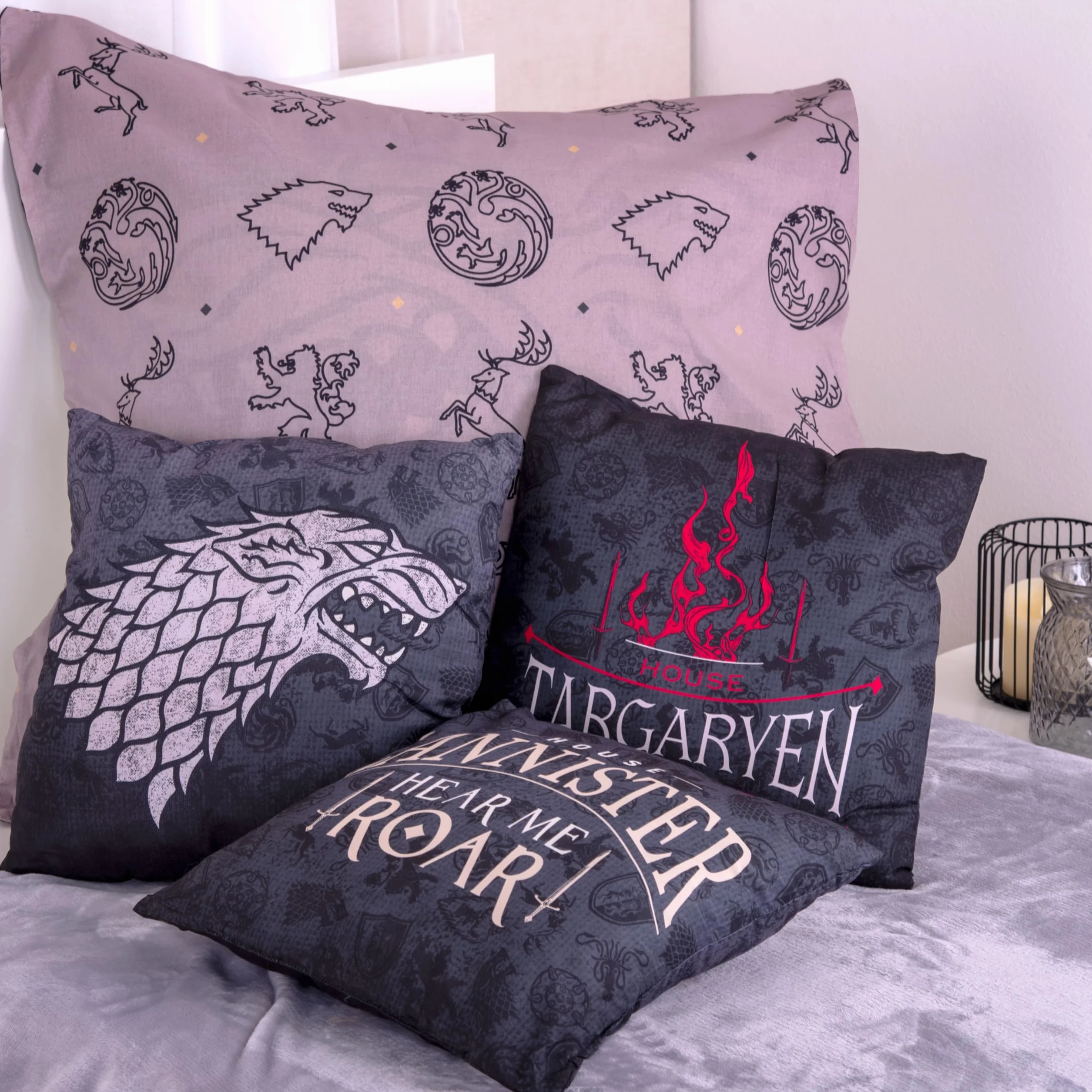 Zestaw 3 poduszek dekoracyjnych Game of Thrones, ok. 40 x 40 cm, 100% poliester