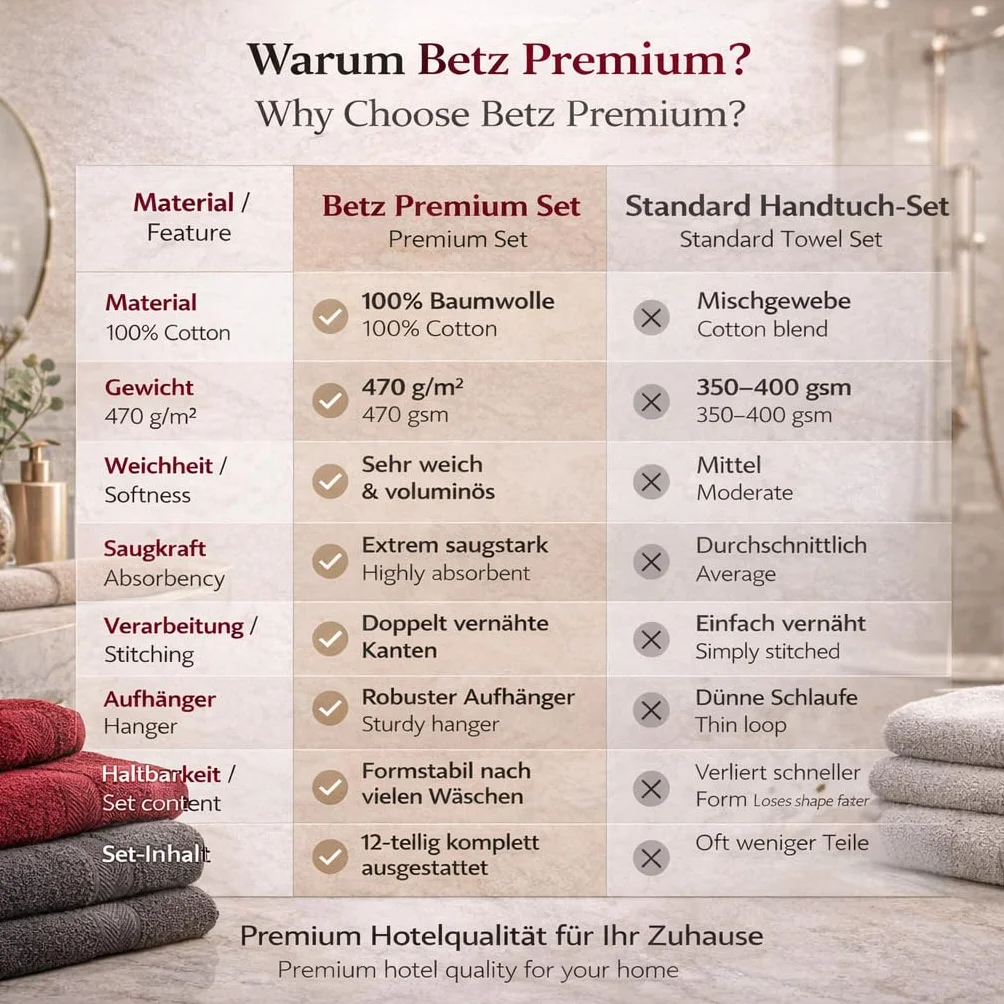 Betz 12-częściowy zestaw ręczników premium 100% bawełna 2 ręczniki kąpielowe 4 ręczniki do rąk 2 ręczniki dla gości 2 ręczniki do rąk 2 rękawice do mycia kolor rubinowy/grafitowy