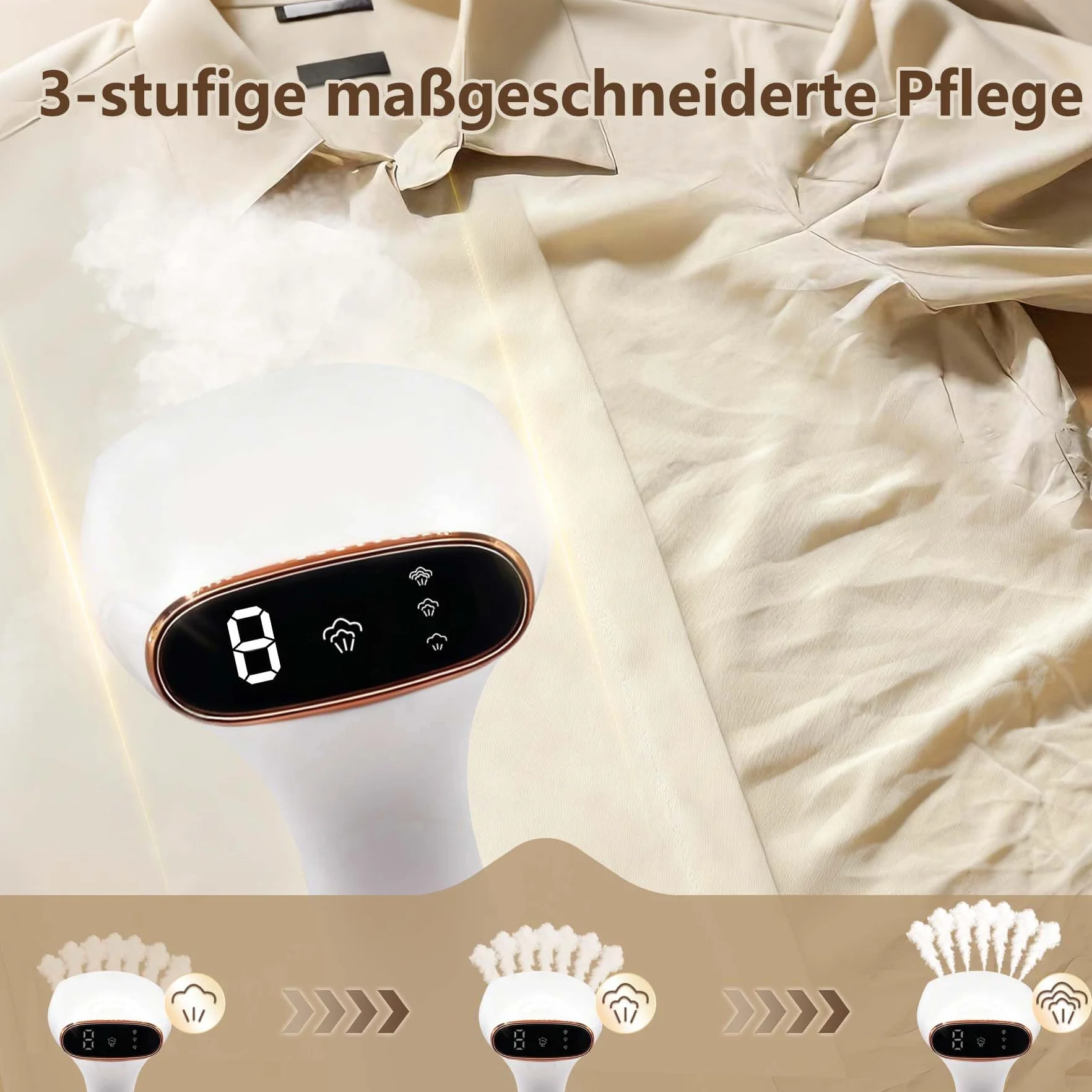 Parownica parowa 1780 W, 20 sekund, bardzo szybkie nagrzewanie, 320 ml, duży zdejmowany zbiornik (30 g/min para), 3 poziomy i automatyczne wyłączanie, 2 w 1, pionowo/poziomo, do domu, biura i
