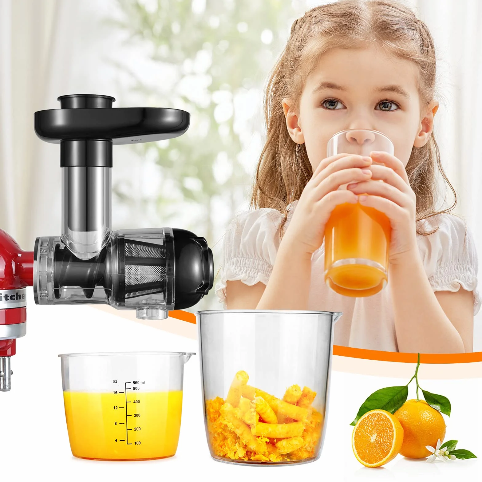 Gdrtwwh Nasadka do sokowirówki do miksera stojącego KitchenAid, Slow Juicer, wyciskarka do cytrusów, akcesoria do sokowirówki do żucia warzyw i owoców