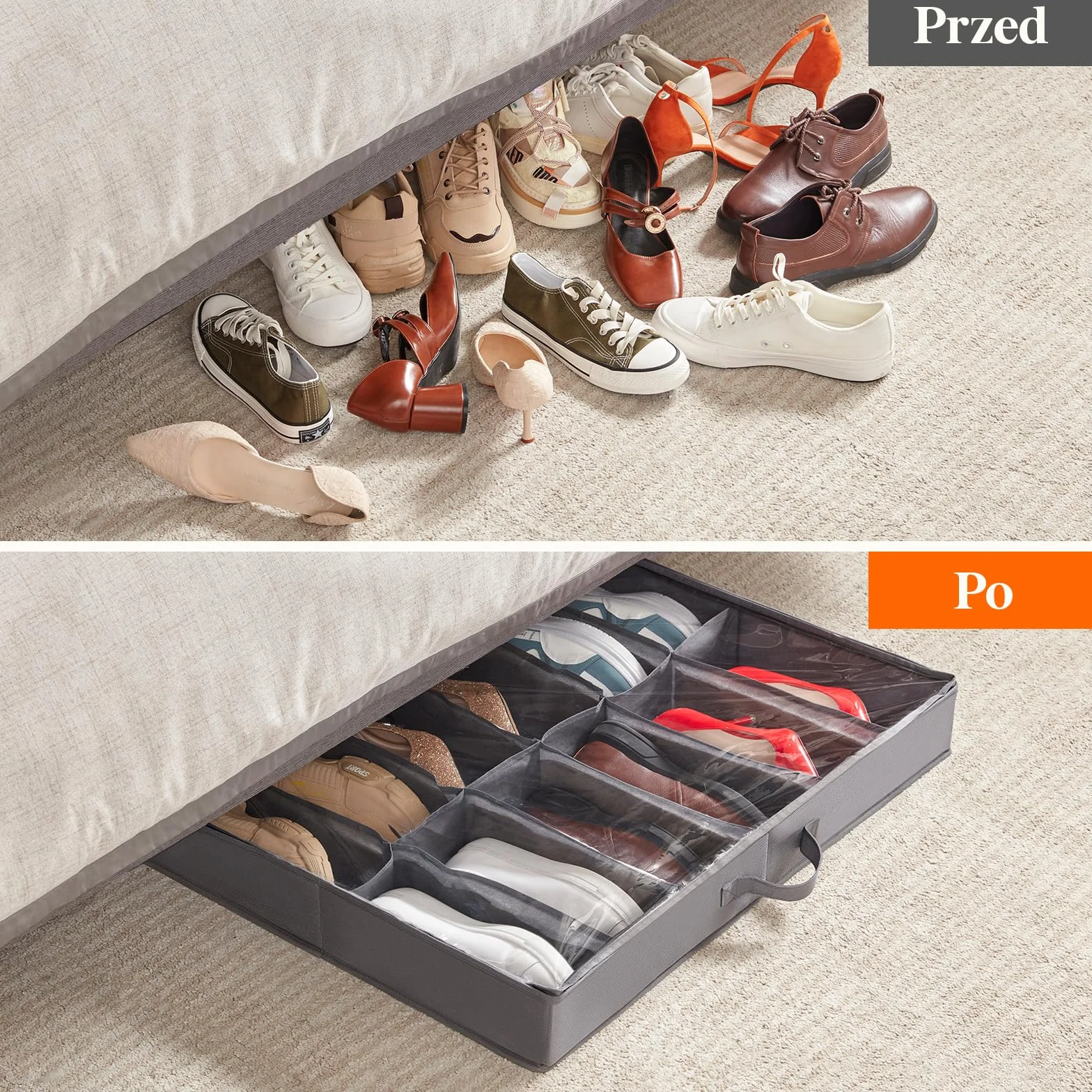 Lifewit Zestaw 4 Pudełek do Przechowywania Butów Pod Łóżkiem, Składany Schowek Pod Łóżkiem, Organizer Na Buty, Torba do Przechowywania Butów, Organizer Obuwia dla Mężczyzn I Kobiet, 4 X 12 Par