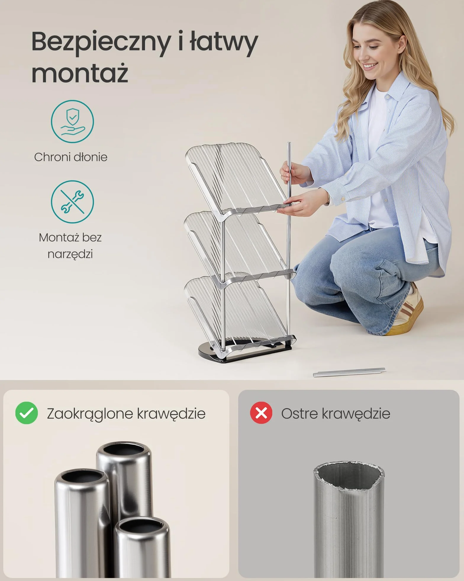 SONGMICS regał na buty 5 poziomów skośna półka plastik 24,5 x 28,4 x 102,5 cm szary LPC049GZ01