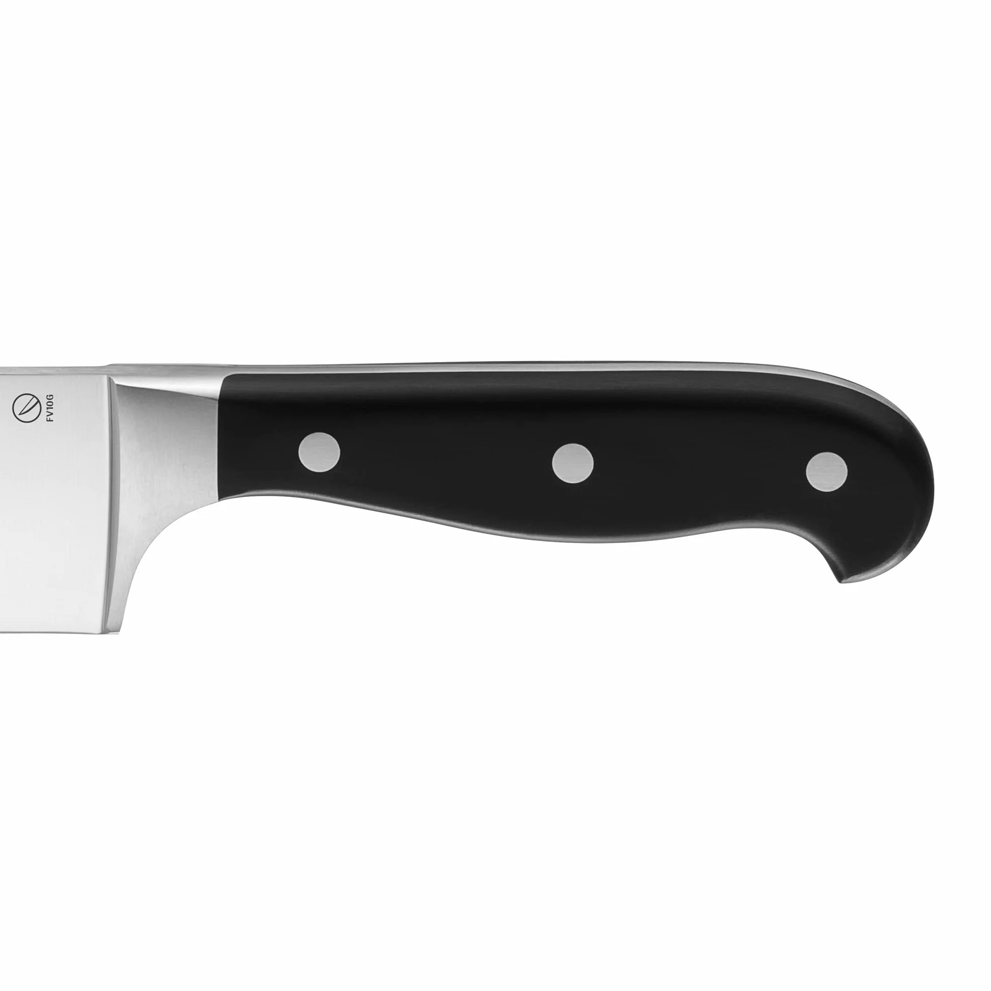 WMF nóż do steków Spitzenklasse Plus długość 22 cm długość ostrza 12 cm ząbkowane krawędzie wydajność cięcia wyprodukowano w Niemczech kuty specjalne ostrze stal bezszwowo nitowany plastikowy uchwyt