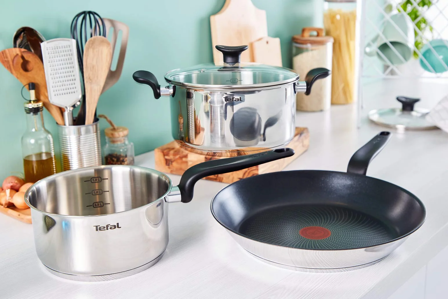 Tefal Dutch Oven 24 cm (5,3 l) + szklana pokrywka, wszystkie źródła ciepła, w tym indukcja, stal szlachetna klasy premium, E3084604
