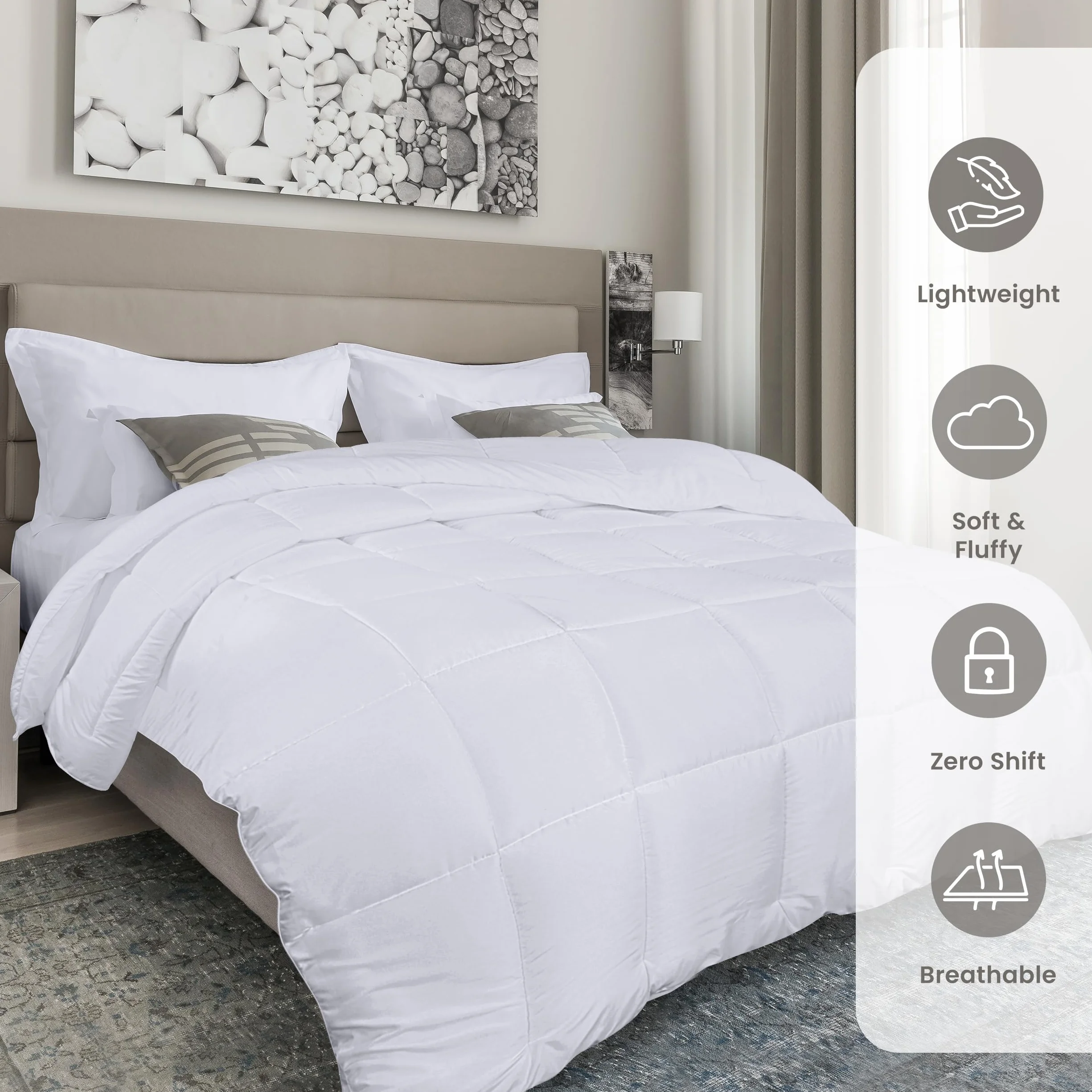 Utopia Bedding Kołdra Całoroczna z Mikrofibry z Pętelkami Narożnymi, Kołdra z Wypełnieniem z Pustych Włókien 200 GSM (Biały, 200x200)