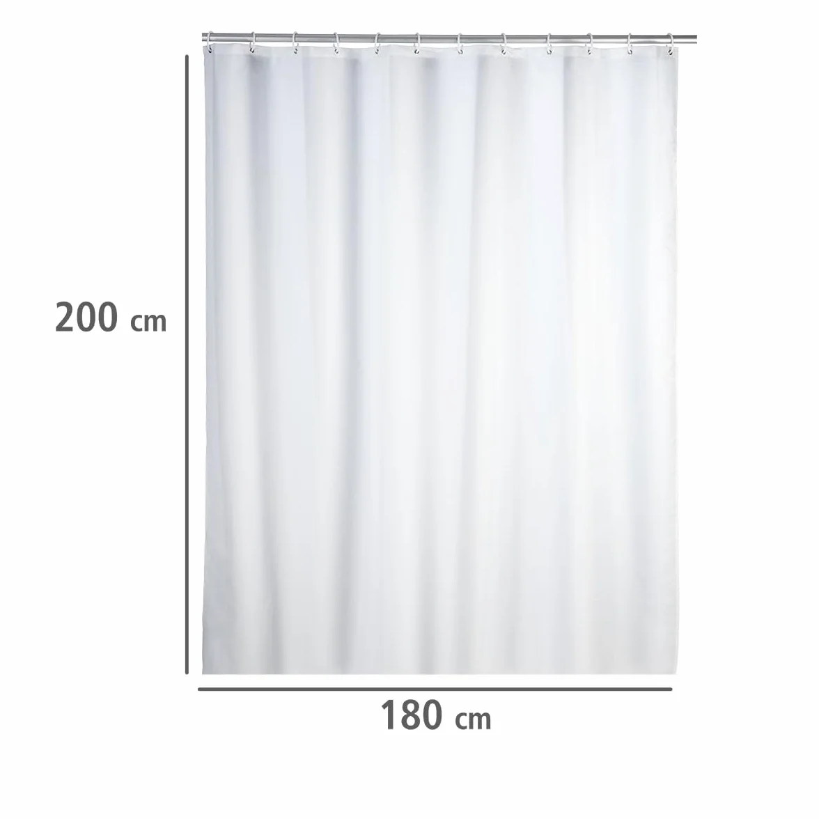 Wenko Zasłona Prysznicowa Zapobiegająca Powstawaniu Pleśni, 100% Poliestru, Biała, 180x200