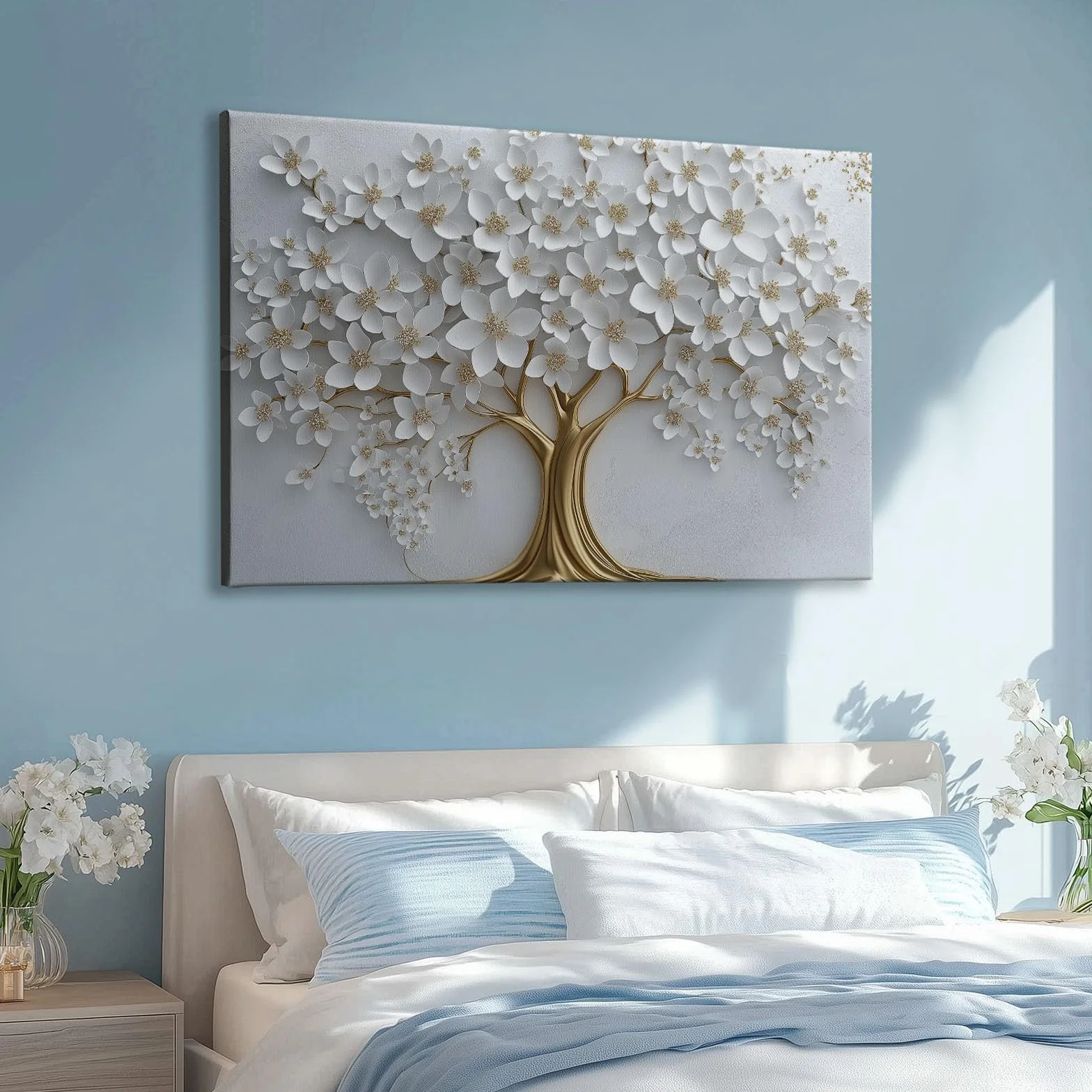 Obraz na płótnie 3D relief roślina kwiaty wydruki plakat sztuka ścienna do dekoracji wnętrz prezent surrealizm bez ramy obraz dekoracyjny 160 x 80 cm (dł. x szer.)