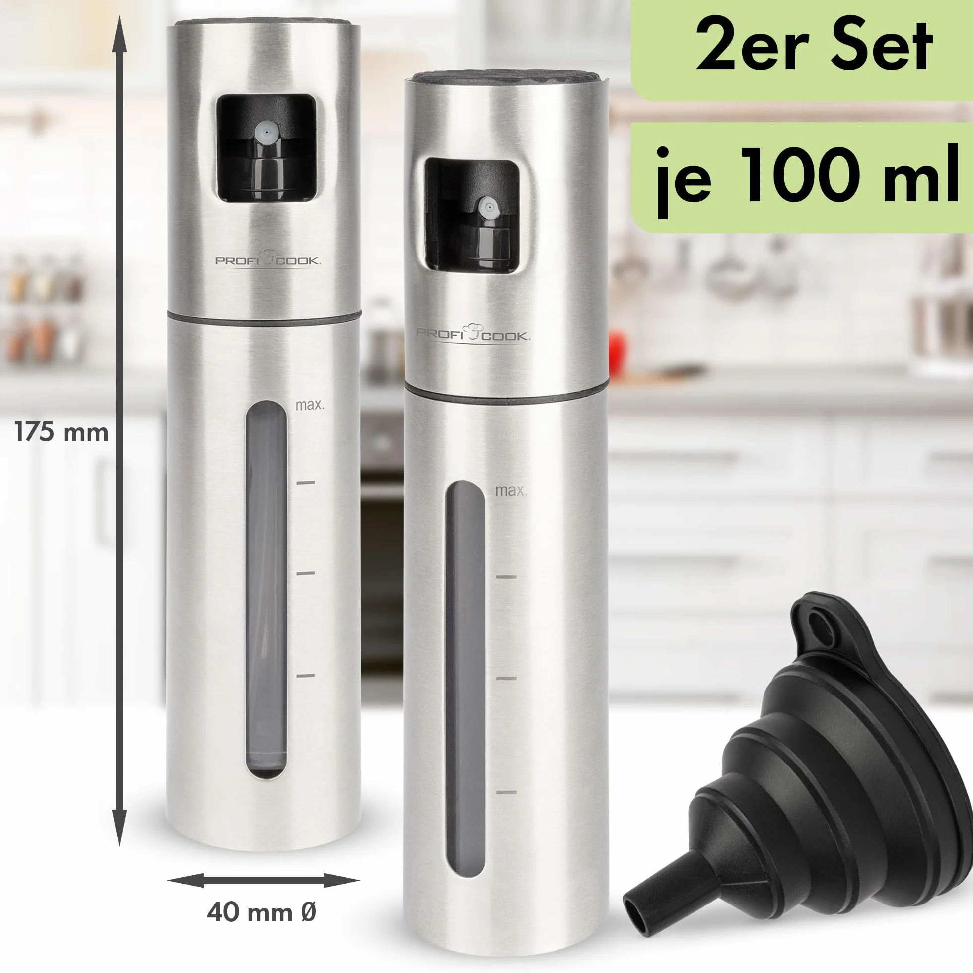 ProfiCook, Rozpylacz do octu i oleju, pojemność 100 ml, lejek silikonowy, PC-EOS1270
