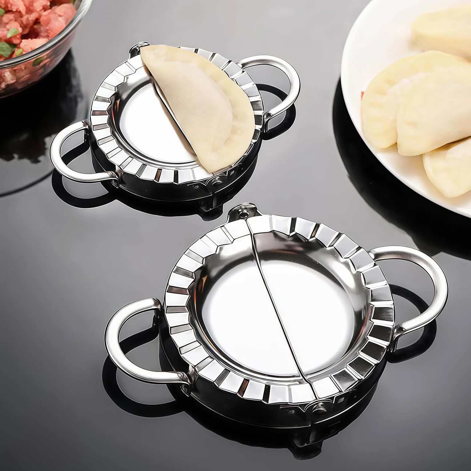 GUO-YING 2 sztuki foremek do wykrawania pierogów, ravioli ze stali nierdzewnej