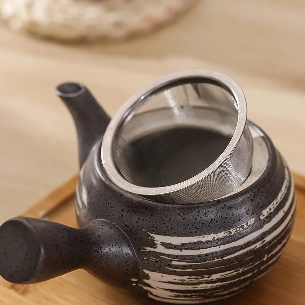 Podróżne zestawy do herbaty Theepot Kyusu-theemaker met zetgroep voor losse thee Keramische Japanse theepot met zijhandvat 11,8 oz Tea Pot